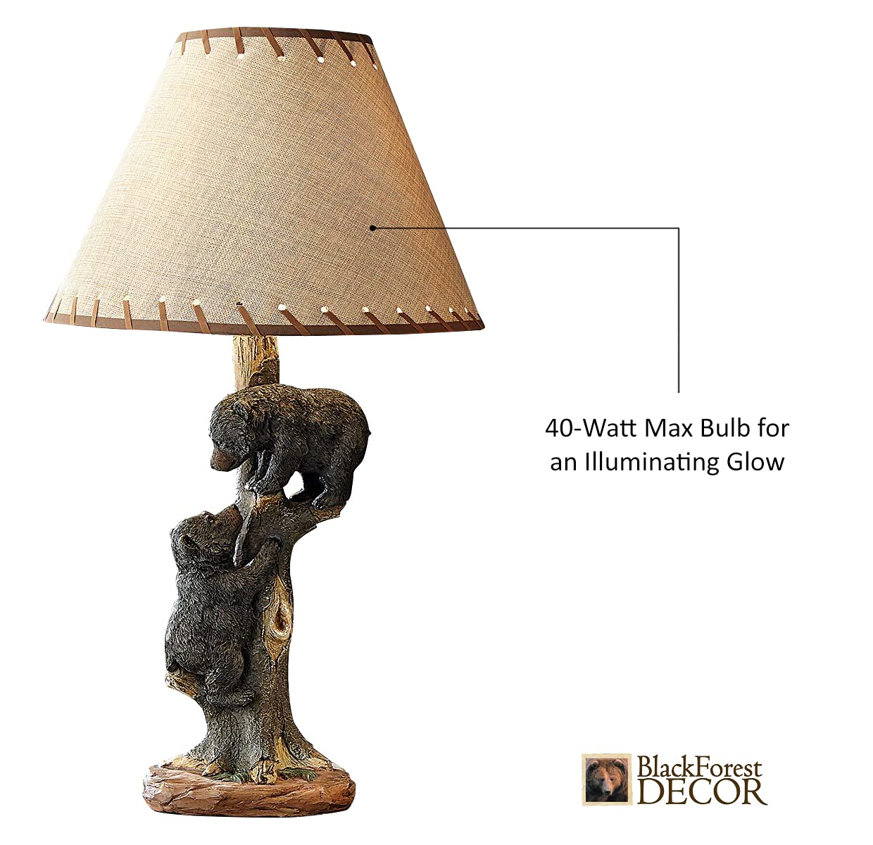 Black Forest D?Or Two Bear Cubs Table Lamp - Rustic Cabin Lighting For Living Room, Nightstand, Or Desk - 24''