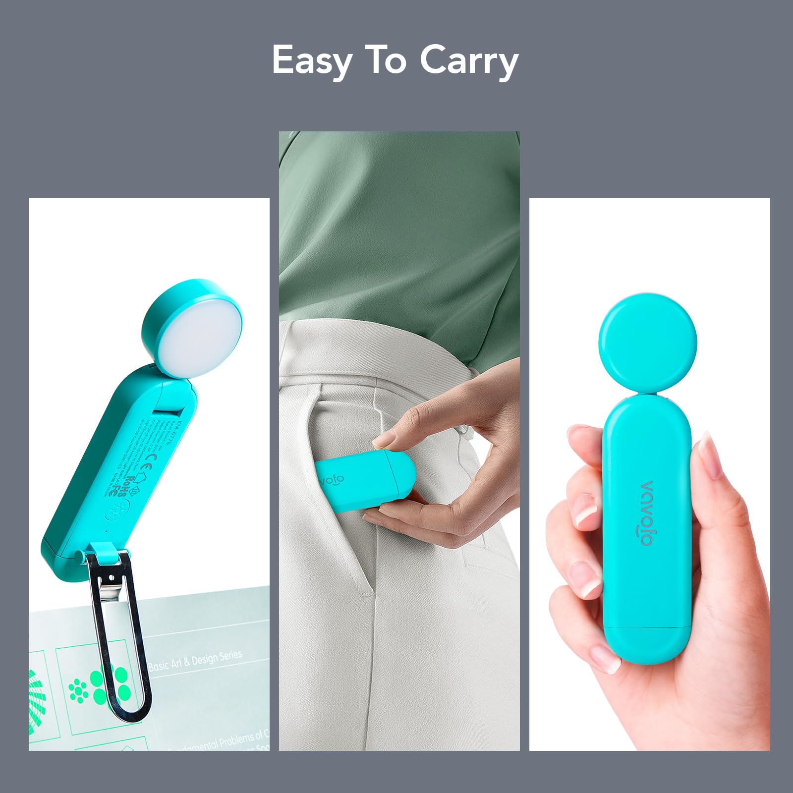 VAVOFO USB Rechargeable Book Light, Amber Clip-On, 6 LEDs, Blue Light Blocking, Model KM-6776, Eye Care for Reading in Bed
