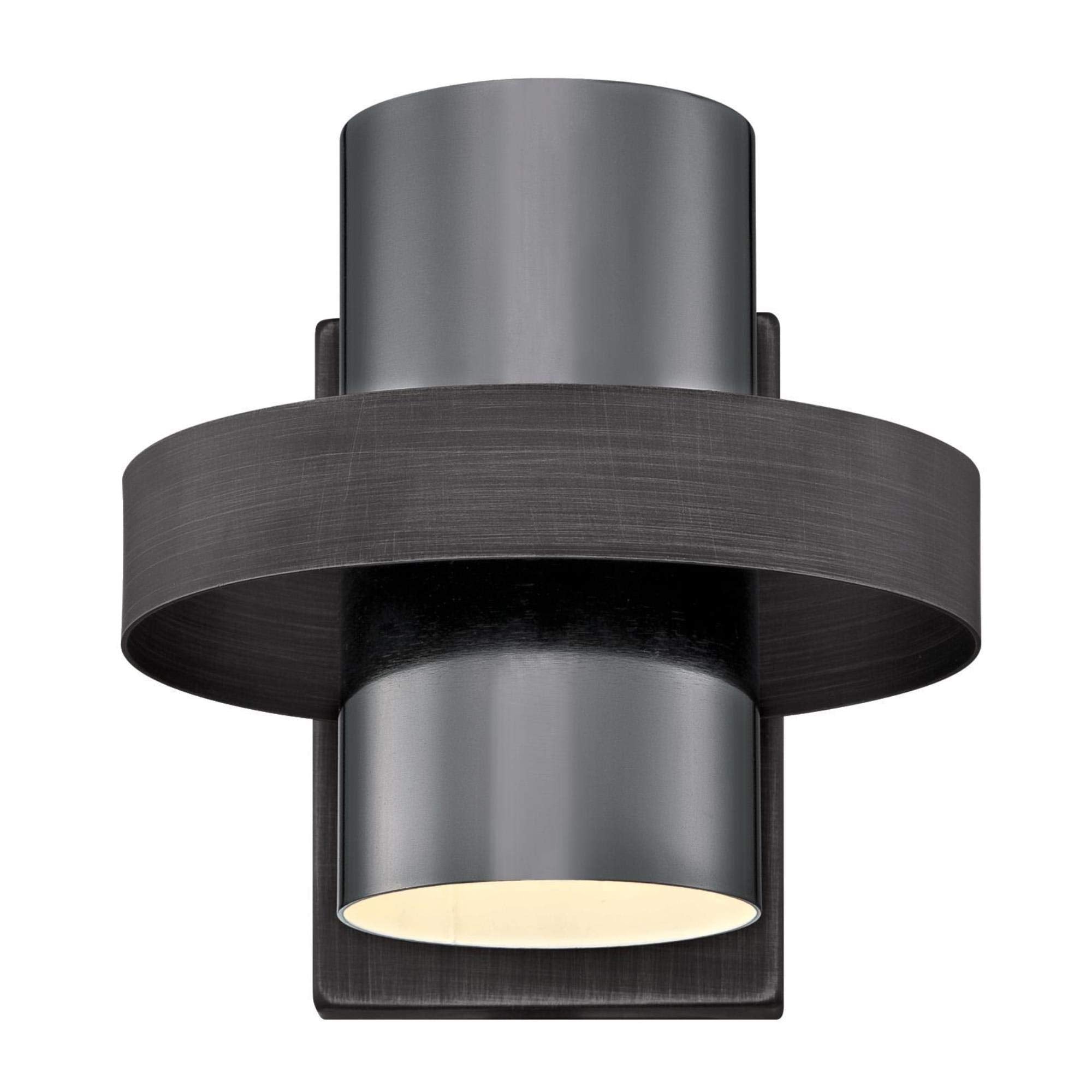 Westinghouse One-Light Indoor Wall Sconce, Distressed Aluminum Finish, Gun Metal Shade, Black, Model 6369100