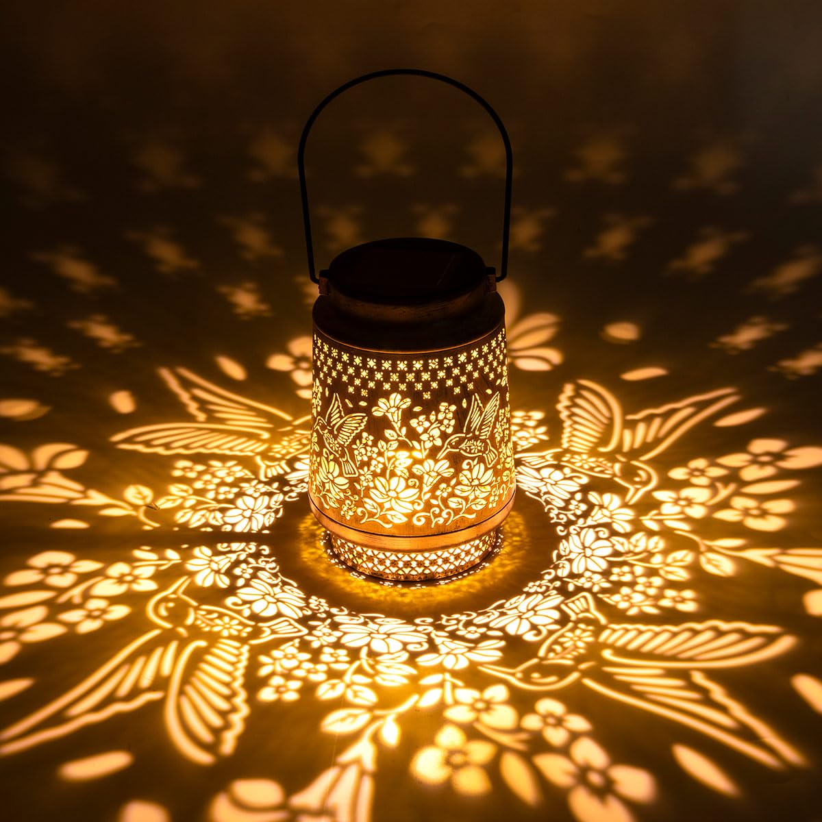 RESNICE Outdoor Waterproof Hummingbird Solar Lanterns Metal Hanging Garden Light Decorative Solar Powered Lamp for Garden Backya