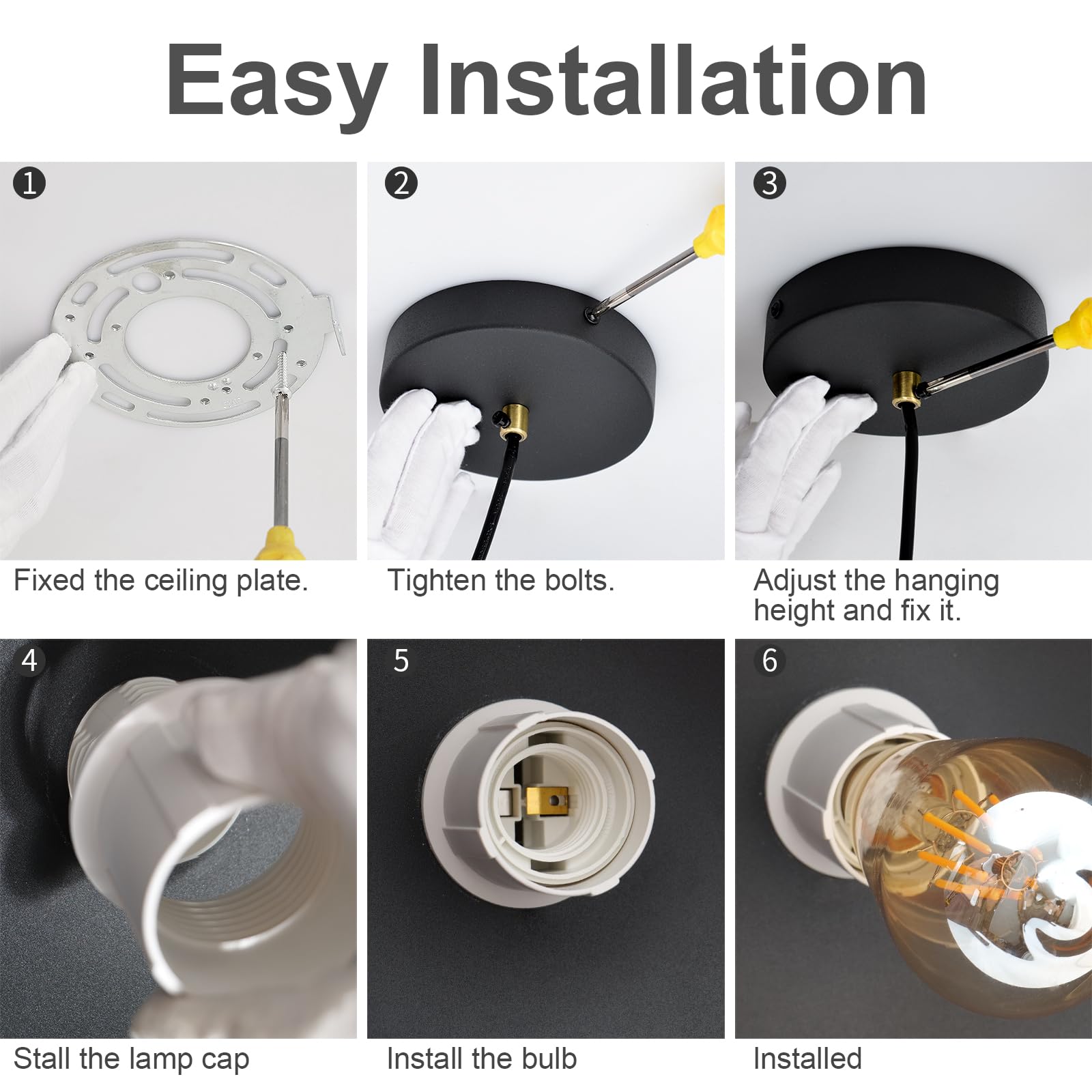 Yhanfengcy Modern Industrial Black Pendant Light - 13.58 Inch Diameter Pendant Light- 78.74 Inch Wire Length Perfect For Kitchen