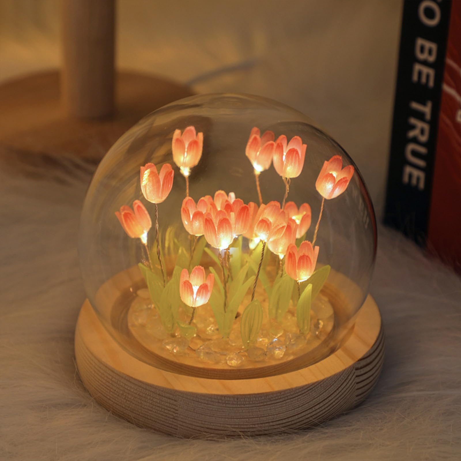 Richaa Pretty 20 Tulips Lamps Flower Night Light Cute Bedroom Decor Aesthetic Unique Gifts for Women - Battery Powered (not Incl