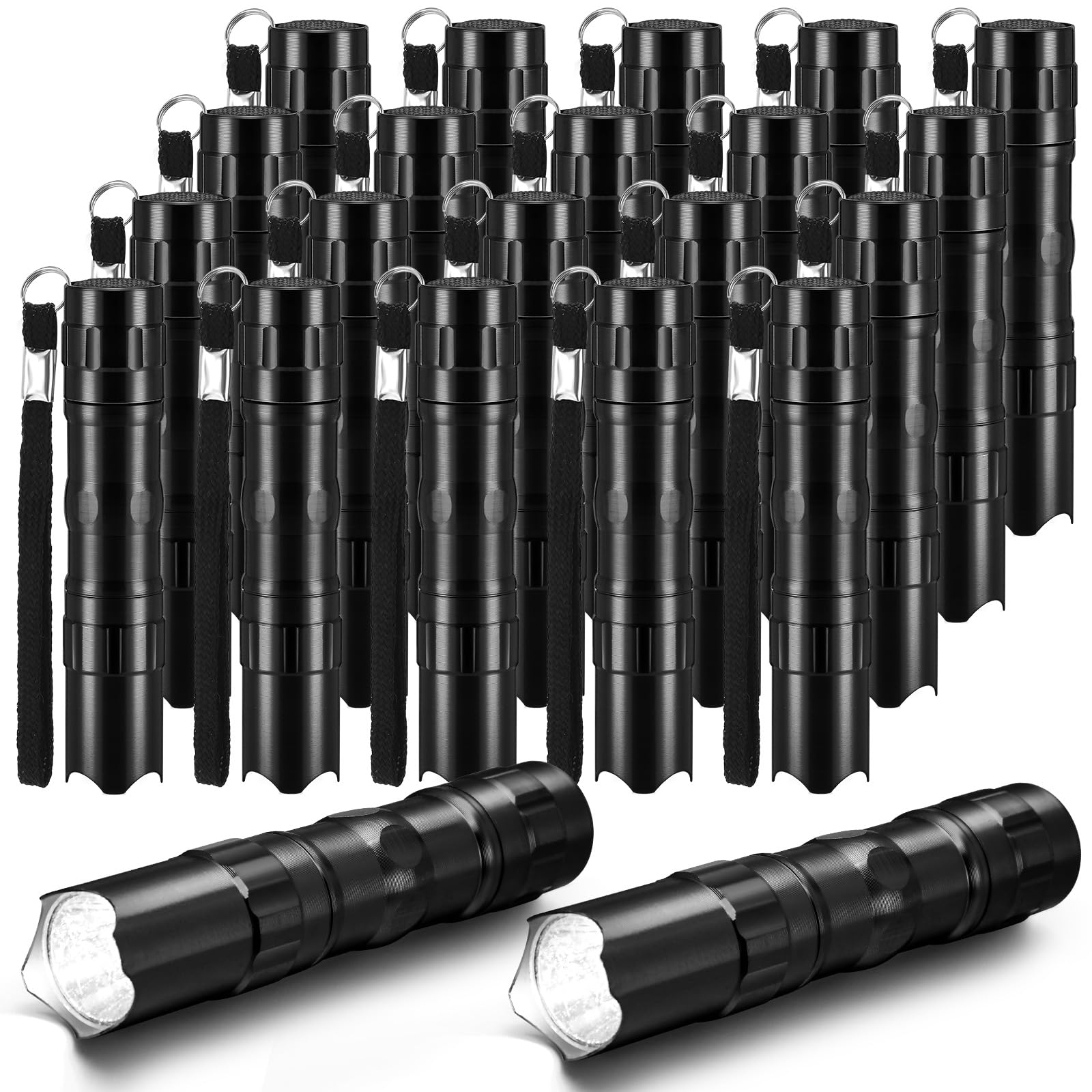 Tujoe 36 Pcs Mini Flashlights Bulk Bright Aluminum LED Handheld Torches with Lanyard Small LED Flashlights for Night Reading Eme