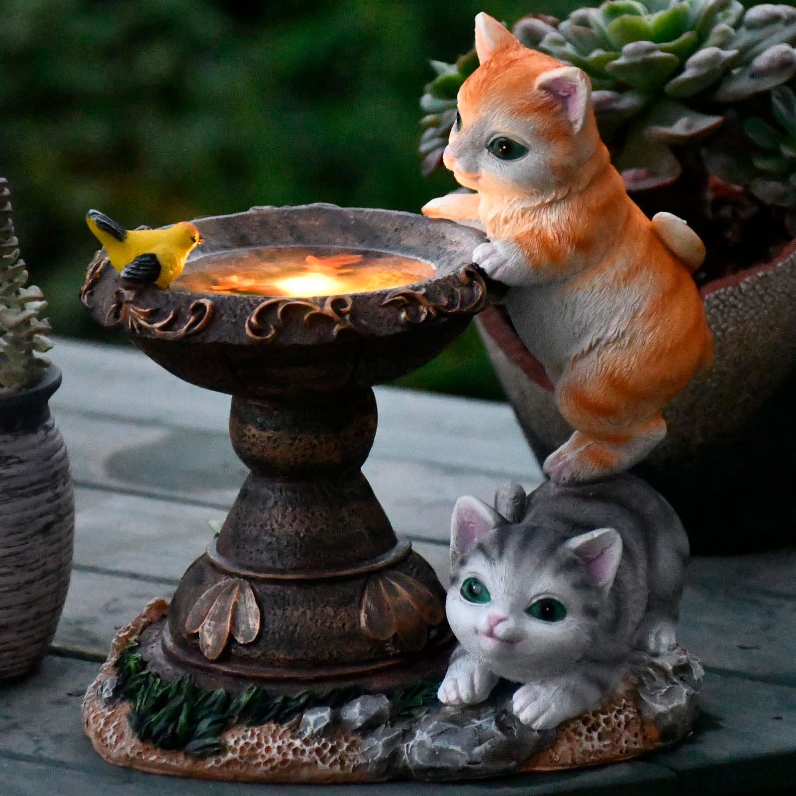 Cat Garden Figurines Outdoor Decor Solar Statue With Led Lights For Patio Lawn Yard Art Decoration Housewarming Garden Gift (Multicolor)