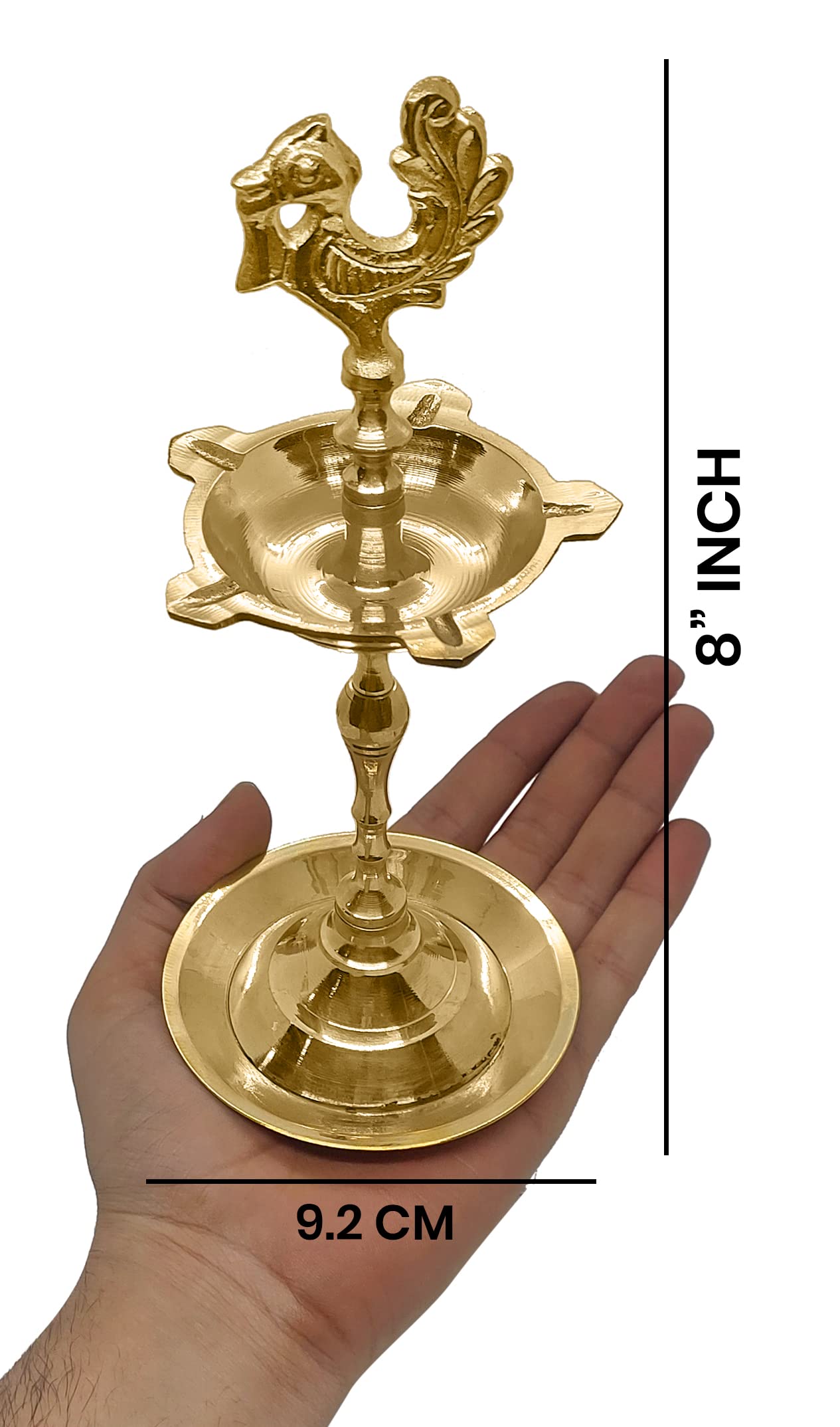 Satvik 2 Pc Set of Brass Kerala Samai Diwali Deepak for Puja/Pooja Step Diya Lamp Peacock Kutthu Vilakku Dia Oil Lamp Deepam Eng