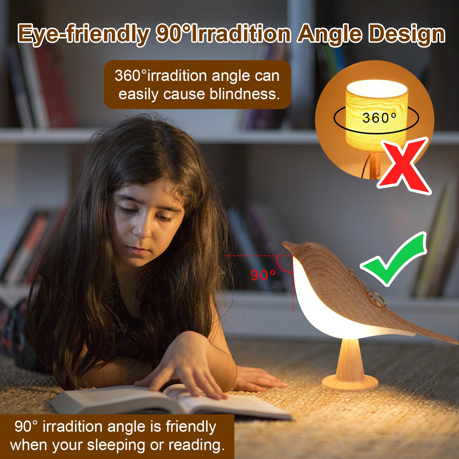 Lenporl 2 Pack Bird Led Table Lamp Touch Sensor Bedside Aroma Lamps With 3 Level Brightness Rechargered Abs Dimmable, Cute Creat