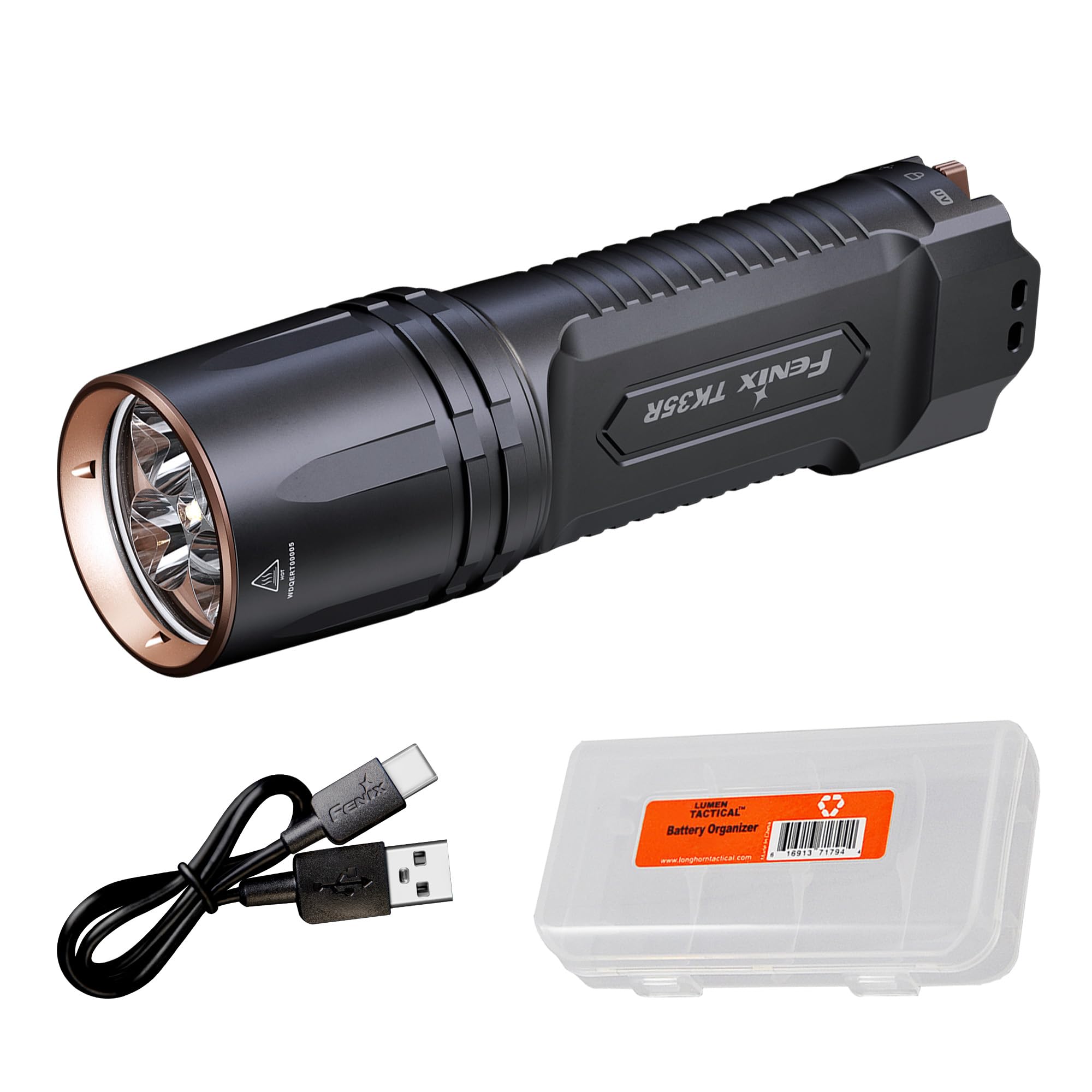 Fenix TK35R 5800 Lumen Tactical Flashlight with UV Light, USB-C Rechargeable High Lumen Long Range with Lumentac Organizer