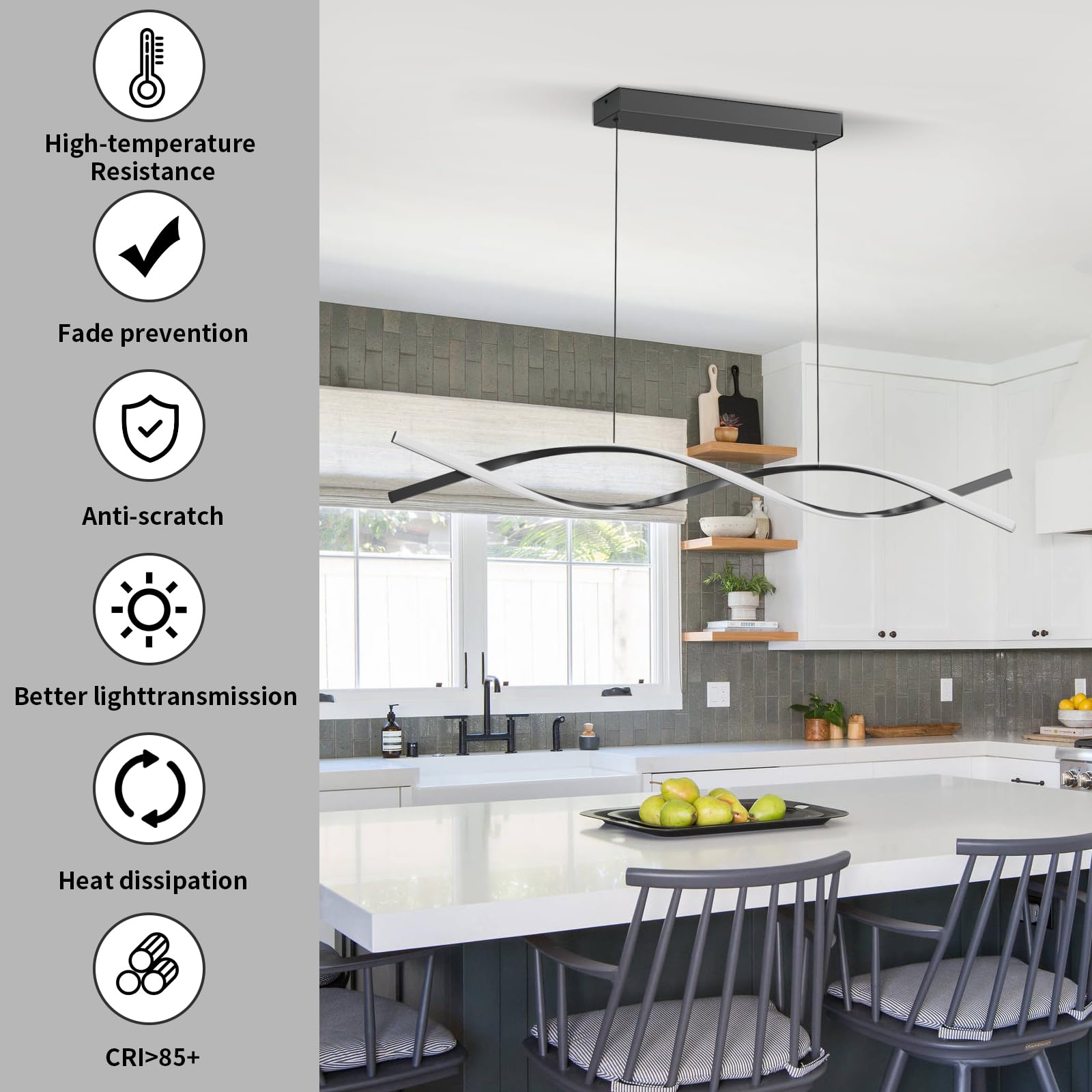 Lannlker 39In Modern Led Pendant Light, Dimmable Chandelier With Remote, Adjustable Color Temp