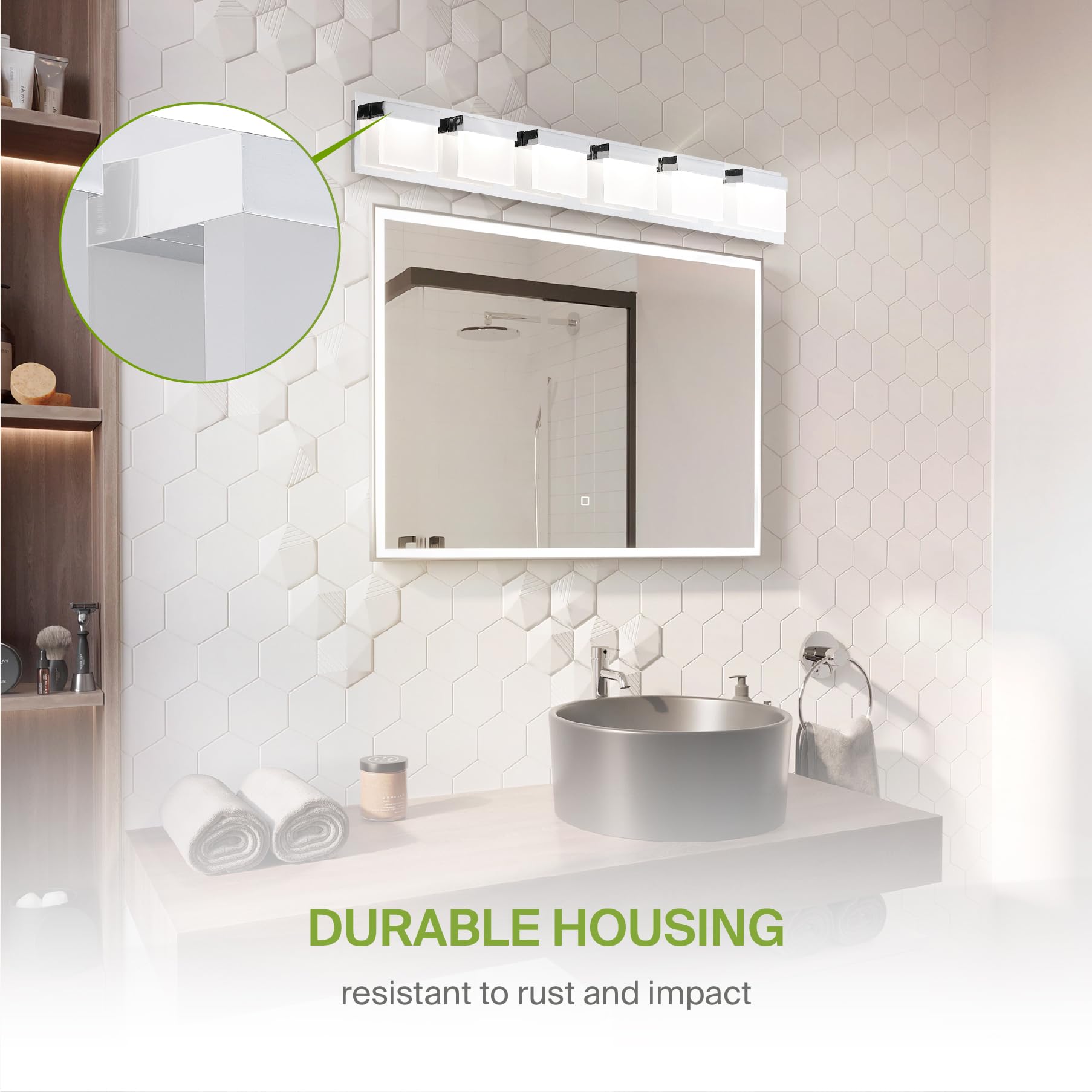 Asd Led 36 Inch Bathroom Vanity Light Fixture | 6-Lights 35W 2020Lm 3000-5000K 120V | 3Cct, Dimmable, Etl Listed | Over Mirror L