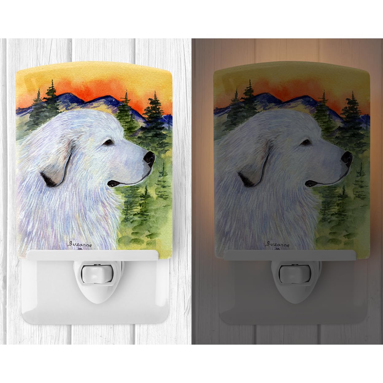 Carolines Treasures Great Pyrenees Ceramic Night Light, UL-Certified, 6x4x3in, Multicolor, Model SS8236CNL