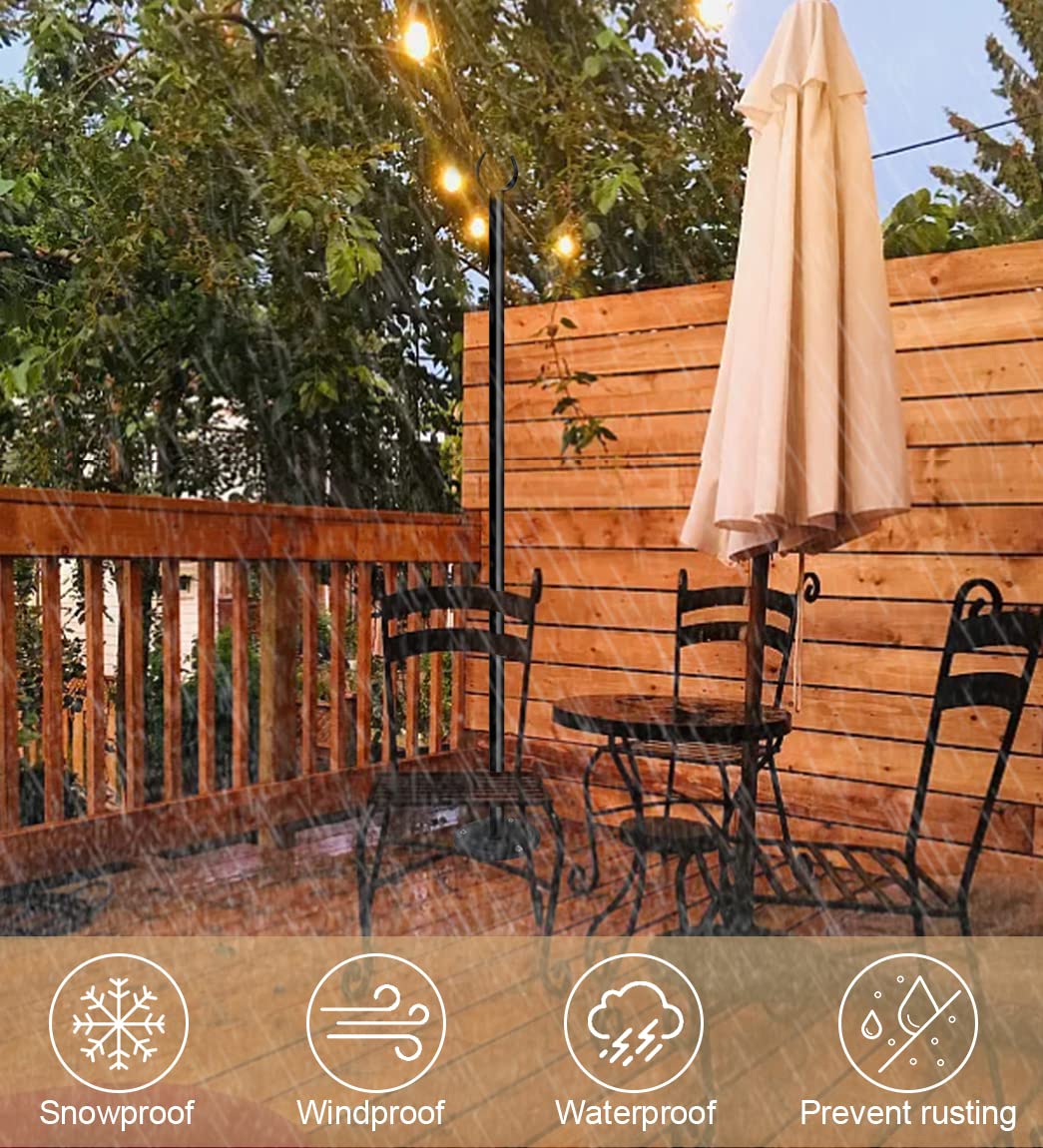 Sprimden 10Ft String Light Poles For Outdoors, Outside Light Poles For Deck, Fence, Backyard, Patio, Outdoor Lighting, Matte Black, 2 Packs