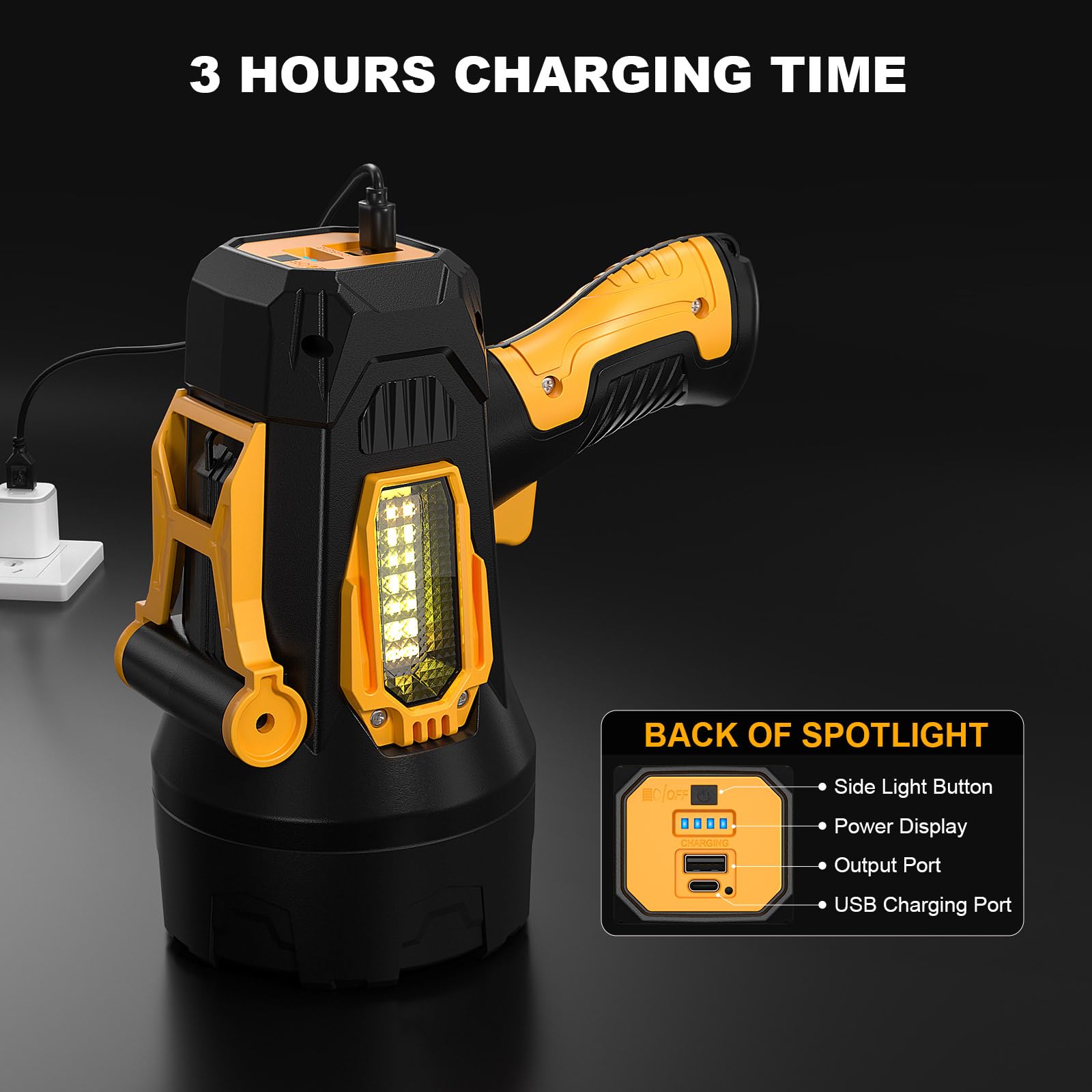 LBE Rechargeable Spotlight, 90,000 Lumens LED Flashlight, 10,000mAh Battery, Model 208-W5225TZD