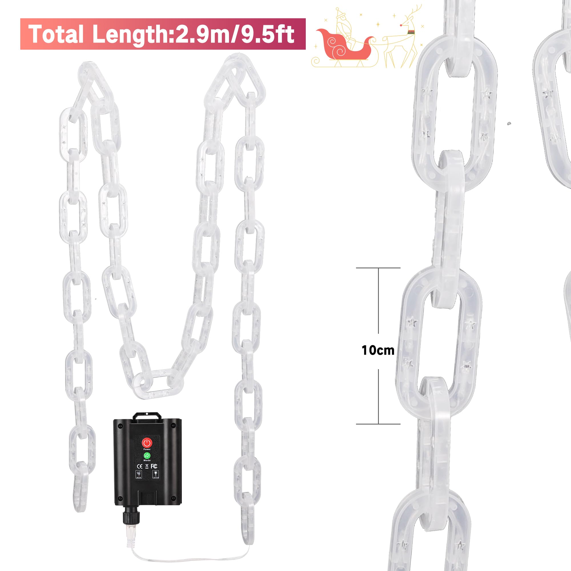 Solar Halloween Decorations Outdoor String Lights - 10 Ft 160 Led Plastic Chain String Lights With Waterproof  8 Lighting Modes And Timer Function Us protected design Product (Multicolor)