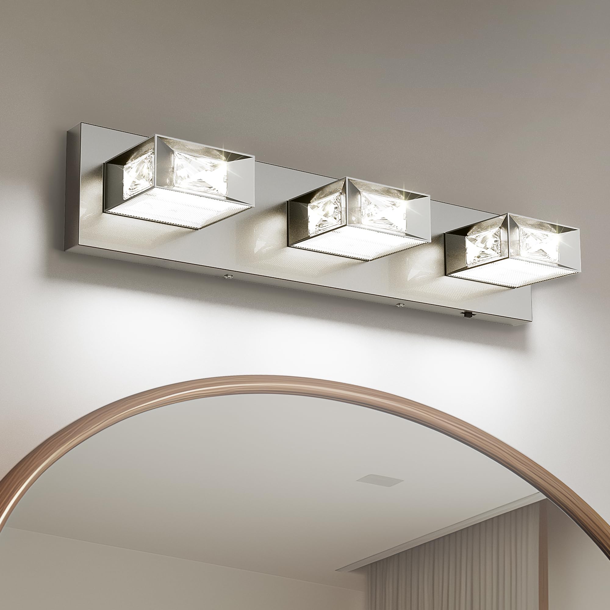 Joossnwell Brushed Nickel Bathroom Vanity Light 3-Light 20.5-Inch Dimmable LED Fixture Model 5549