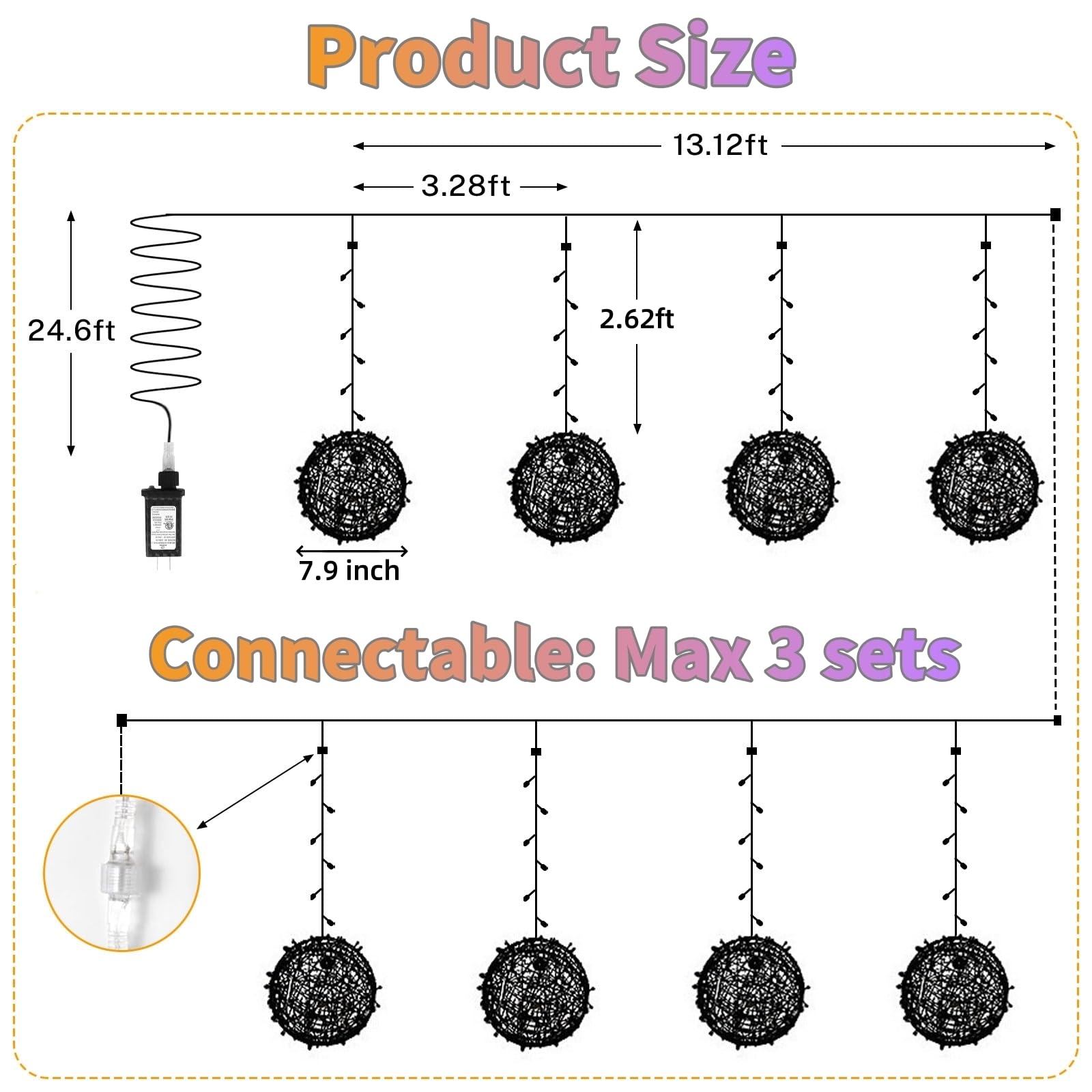 SenLuKit LED Garden Sphere Lights - 7.9" Waterproof Multicolor Balls - 8 Modes - Perfect for Outdoor Decoration