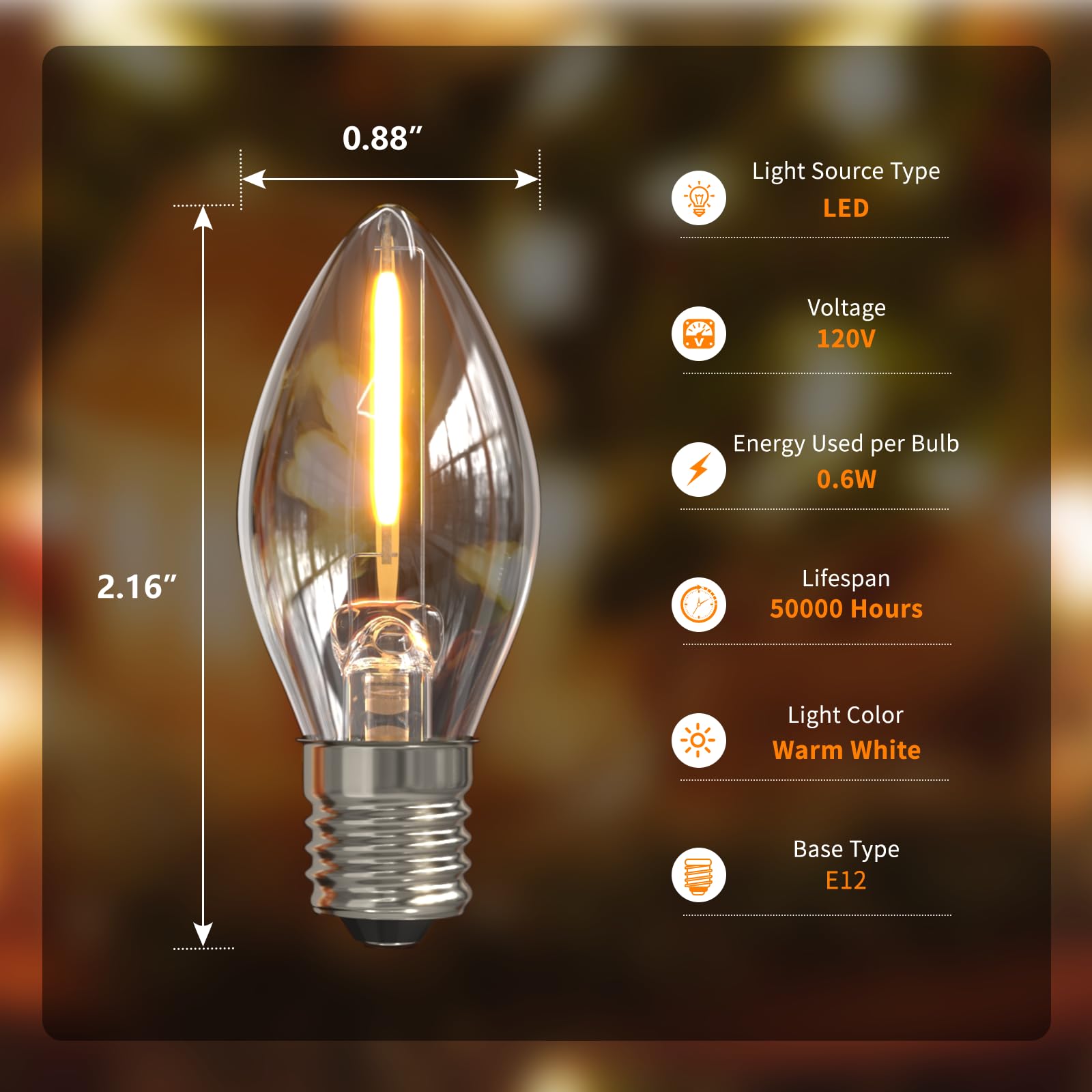 SURAIELEC Accessory Cord with 4 LED Light Bulbs, 10.5ft Christmas Village Lights, On Off Switch, Connectable Village House Light