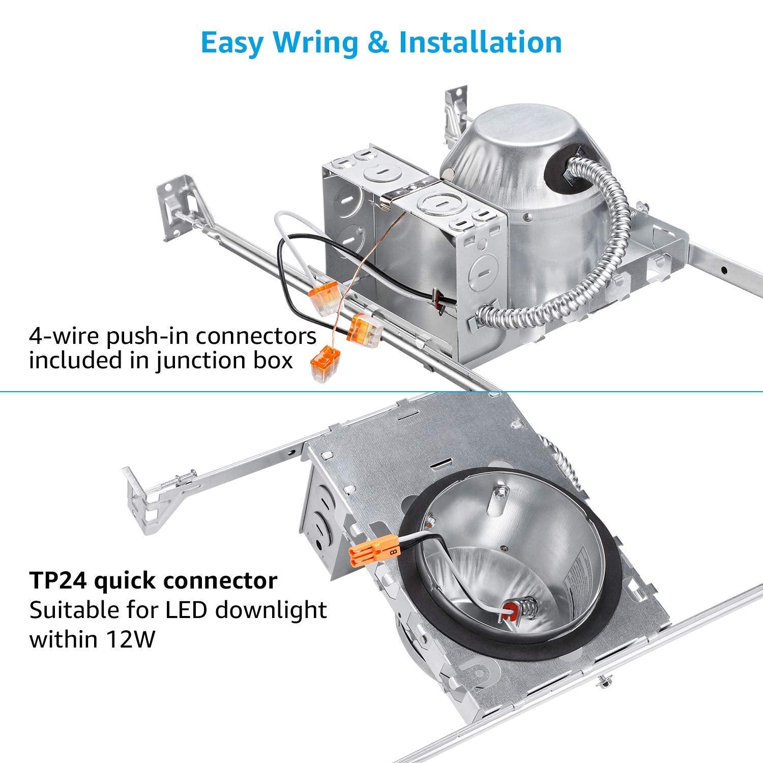 TORCHSTAR 4 Inch Shallow Recessed Lighting Housing, IC Rated, Air Tigh ...