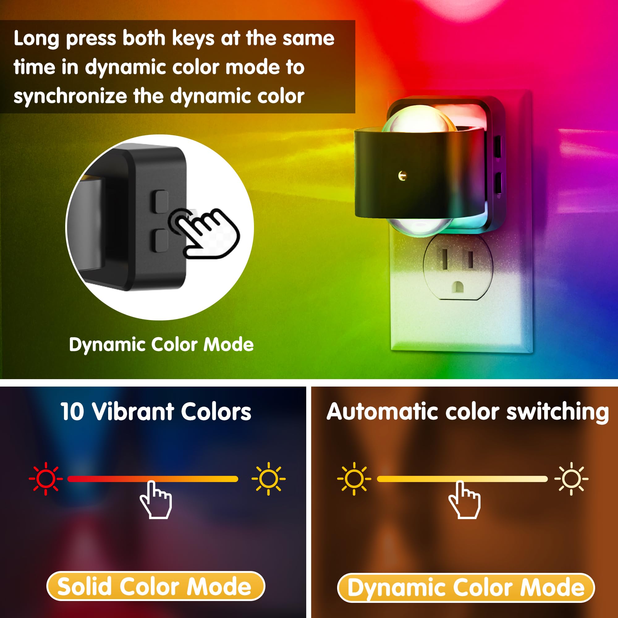 L LOHAS LED Night Light Projector, RGB Color Changing with Dusk to Dawn Sensor, 1 Pack, Model A-GY-154-09-US