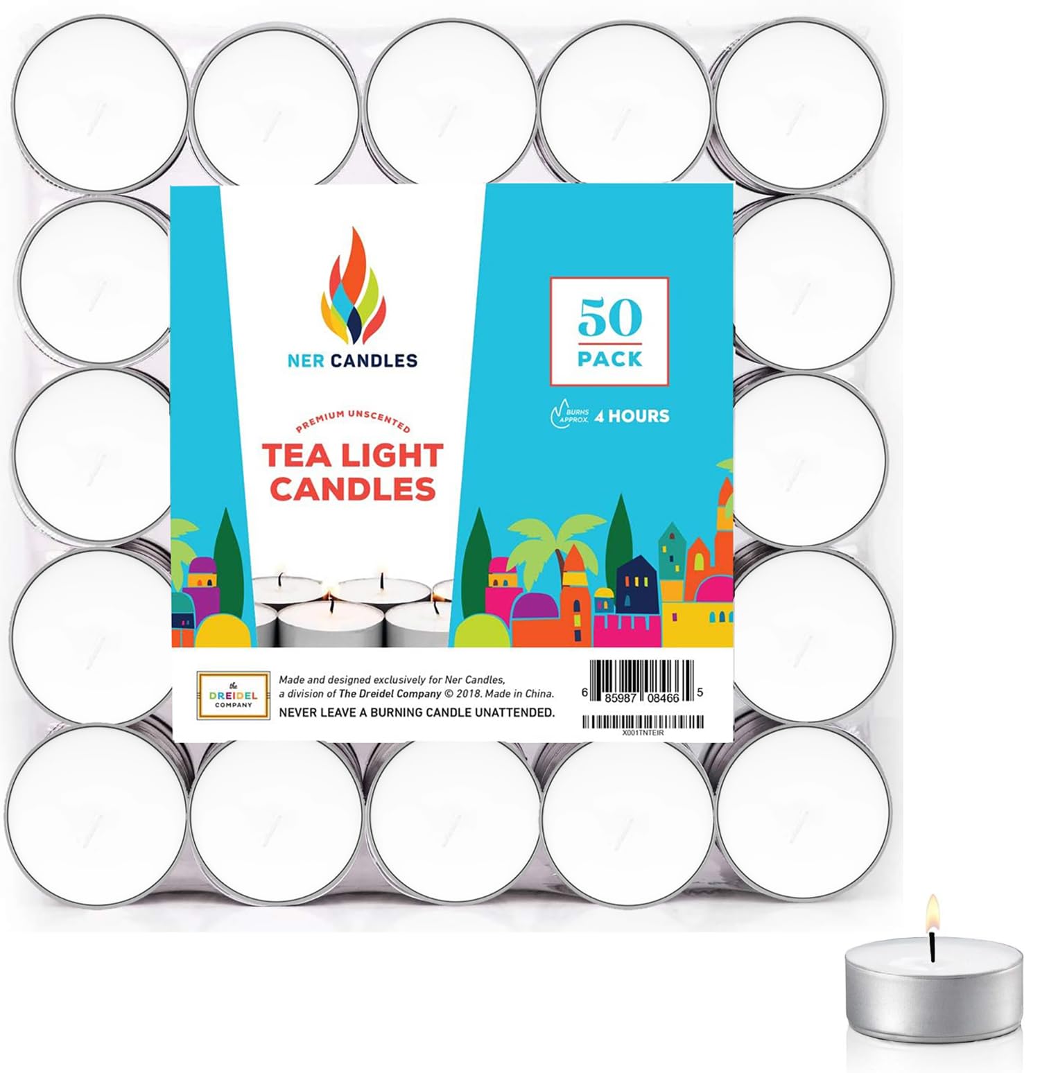 Ner Candles Unscented Tea Lights Candles in Bulk  Smokeless  Dripless & Long Lasting Tea Candles  Small Votive Mini Tealight Candles for Home  Pool  Shabbat  Weddings & Emergencies (Pack of 50)