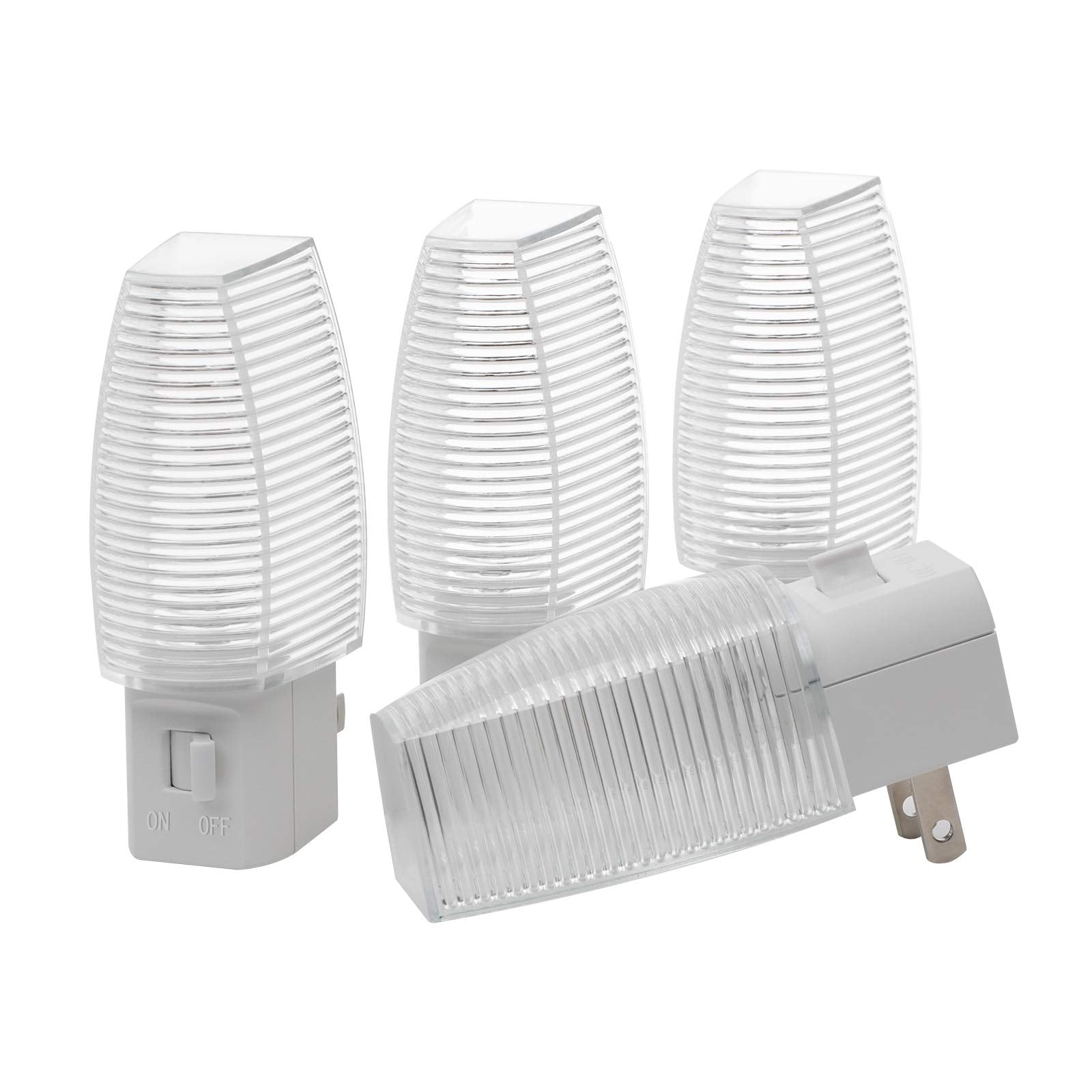 DEWENWILS Plug in LED Night Light, Manual On/Off, Warm White, UL Listed, 4 Pack, Plastic, Model HPSL01G, Ideal for Bathroom, Hallway