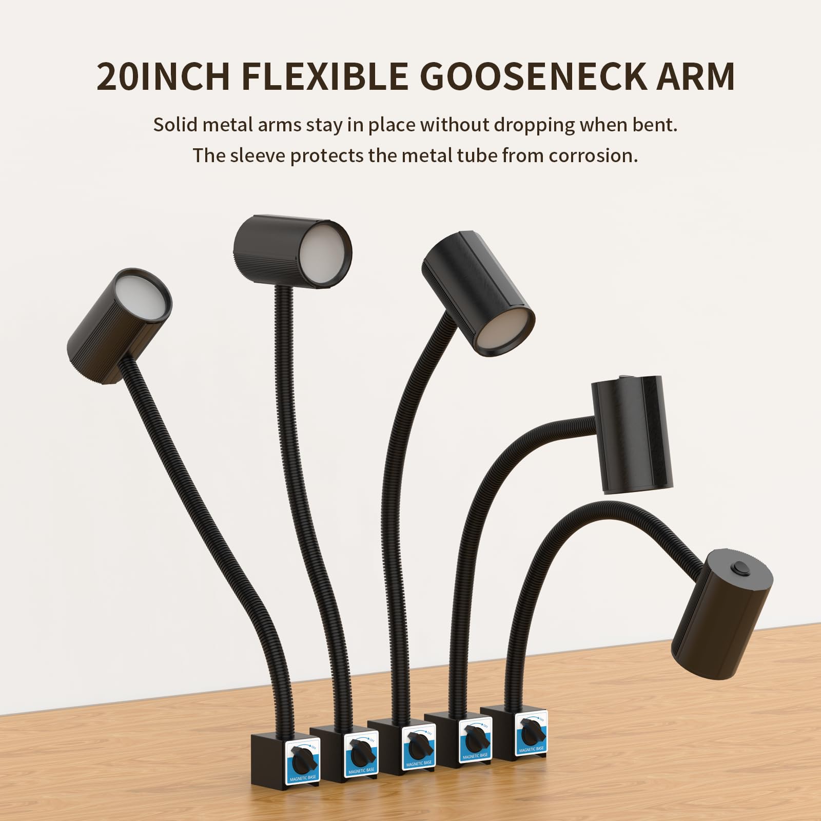 Magnetic Work Light, 14W Machine Light, 1400 Lumens Flexible Lathe Light For Cnc Milling Machine Drill Press