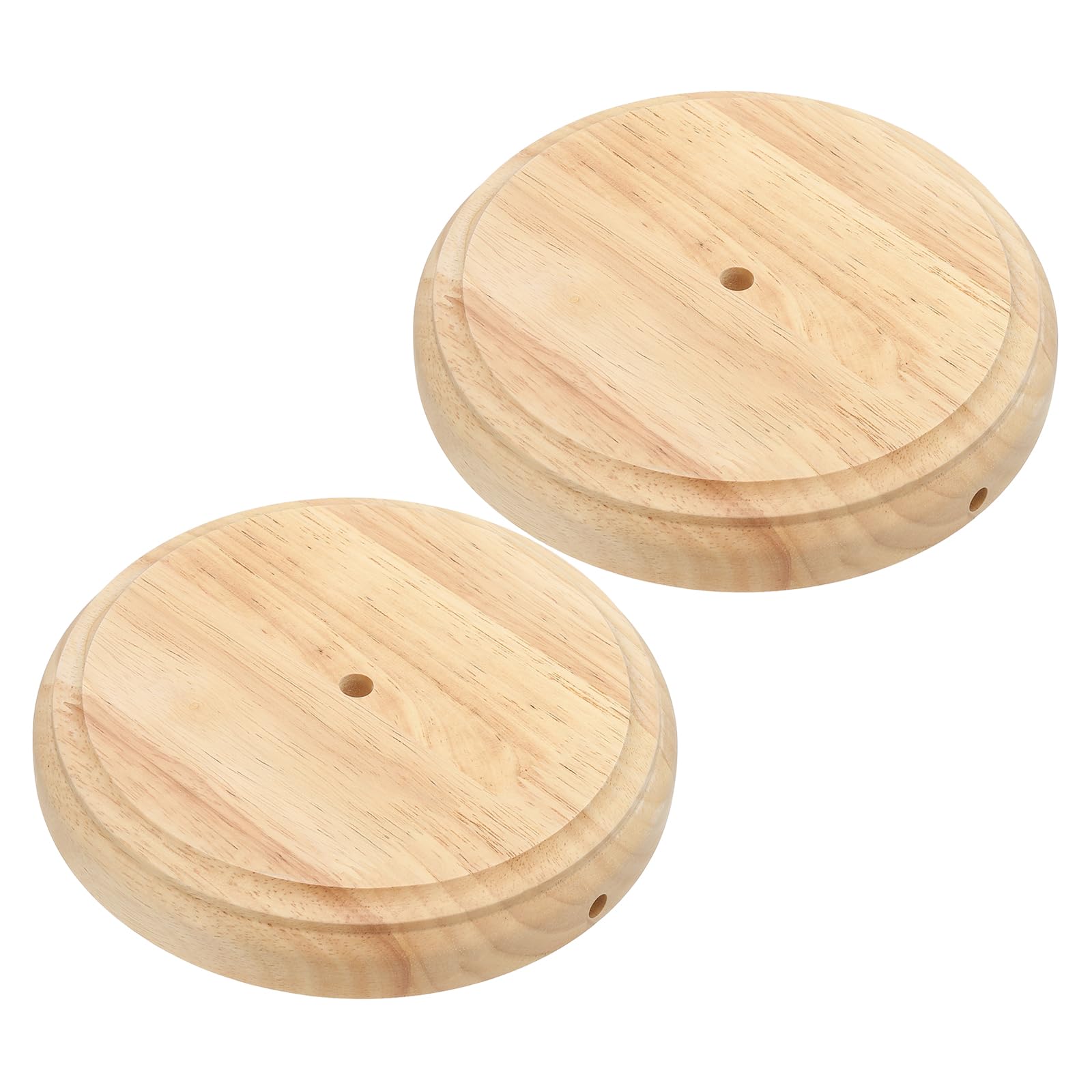 Patikil 7.5'' X 1.3'' Wooden Lamp Base, 2Pcs Round Solid Wooden Base Wood Desk Lamp Display Stand Replacement For Bedroom Bedsid