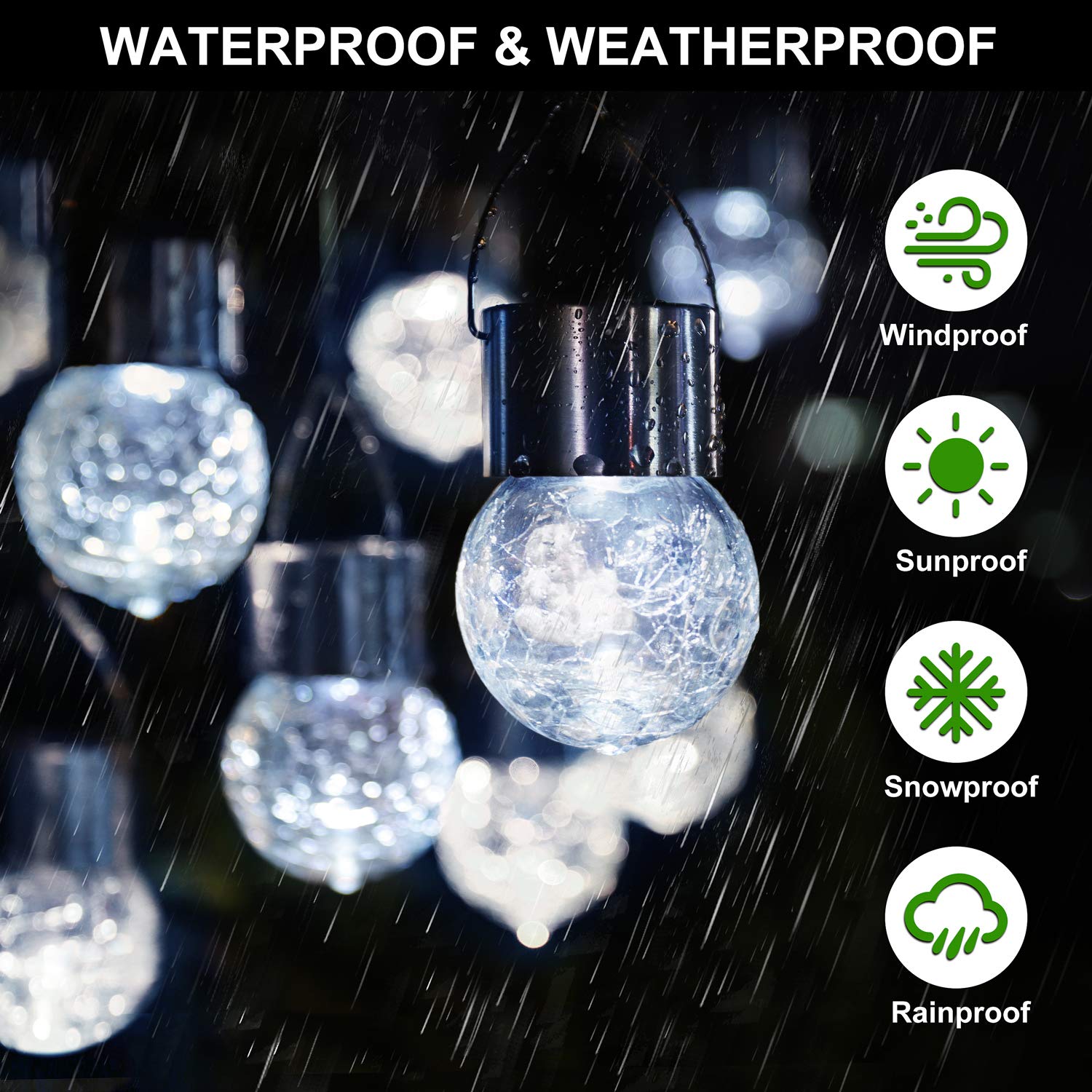 Maxvolador 12-Pack Hanging Solar Lights Outdoor,Decorative Cracked Glass Ball Light,Solar Powered Waterproof Globe Lighting With Handle For Garden,Yard,Patio,Tree,Holiday Decoration(Cool White)