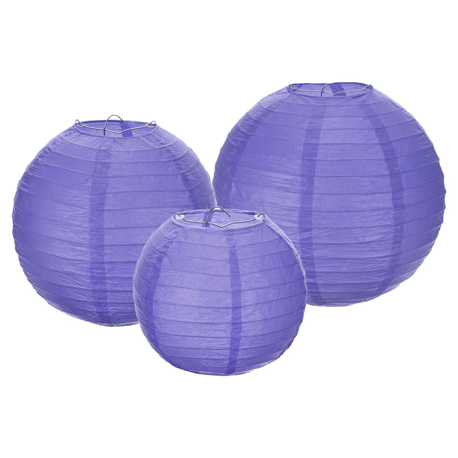 Meccanixity 6Pcs Paper Lanterns Decorative, 6'' 8'' 12'' Deep Purple Round Hanging Lantern Chinese Lanterns For Home Decor, Birt