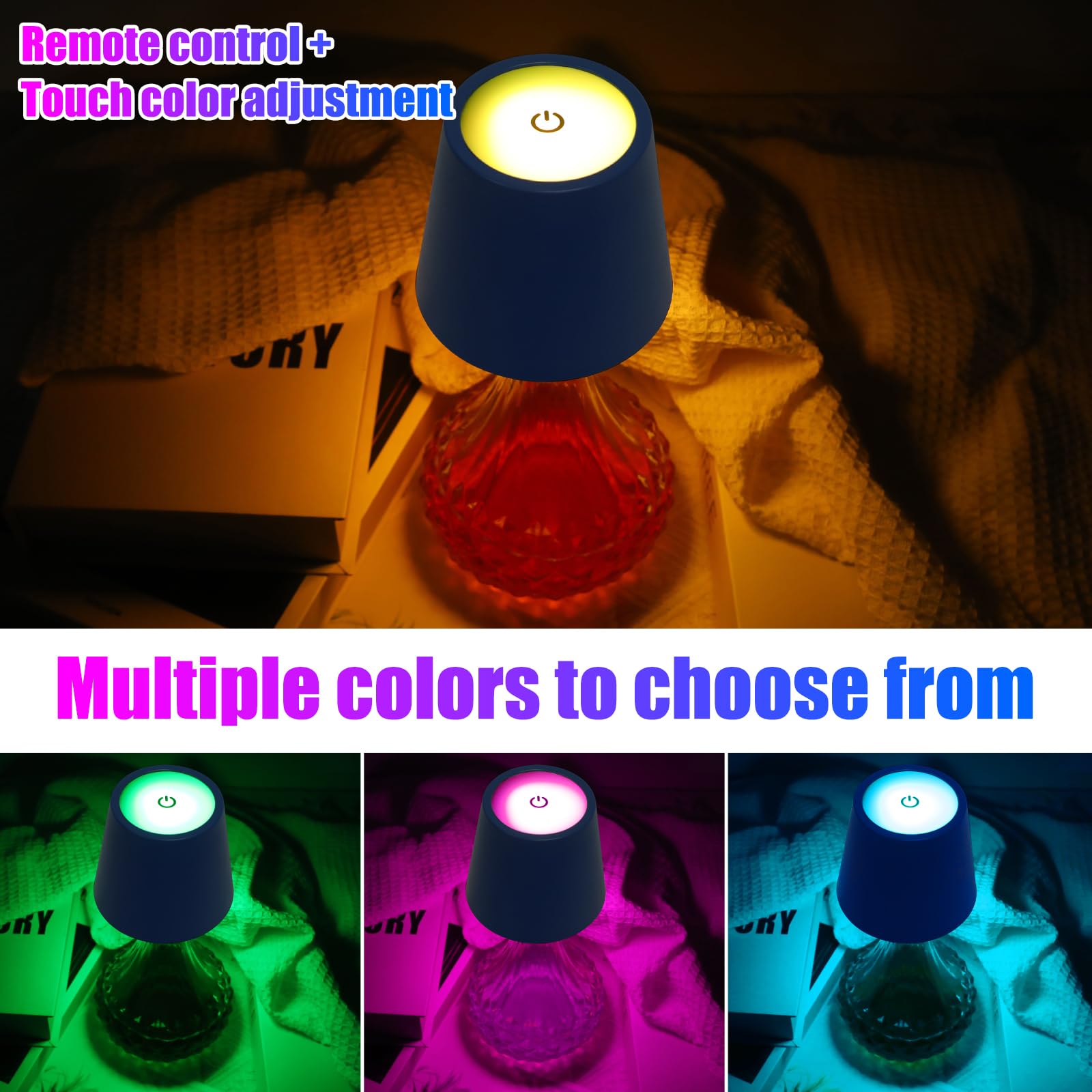 TGXCF Wireless Bottle Lamp, Rechargeable RGB, Waterproof Touch Lamp, 1PCS, Blue RGB - Remote Control