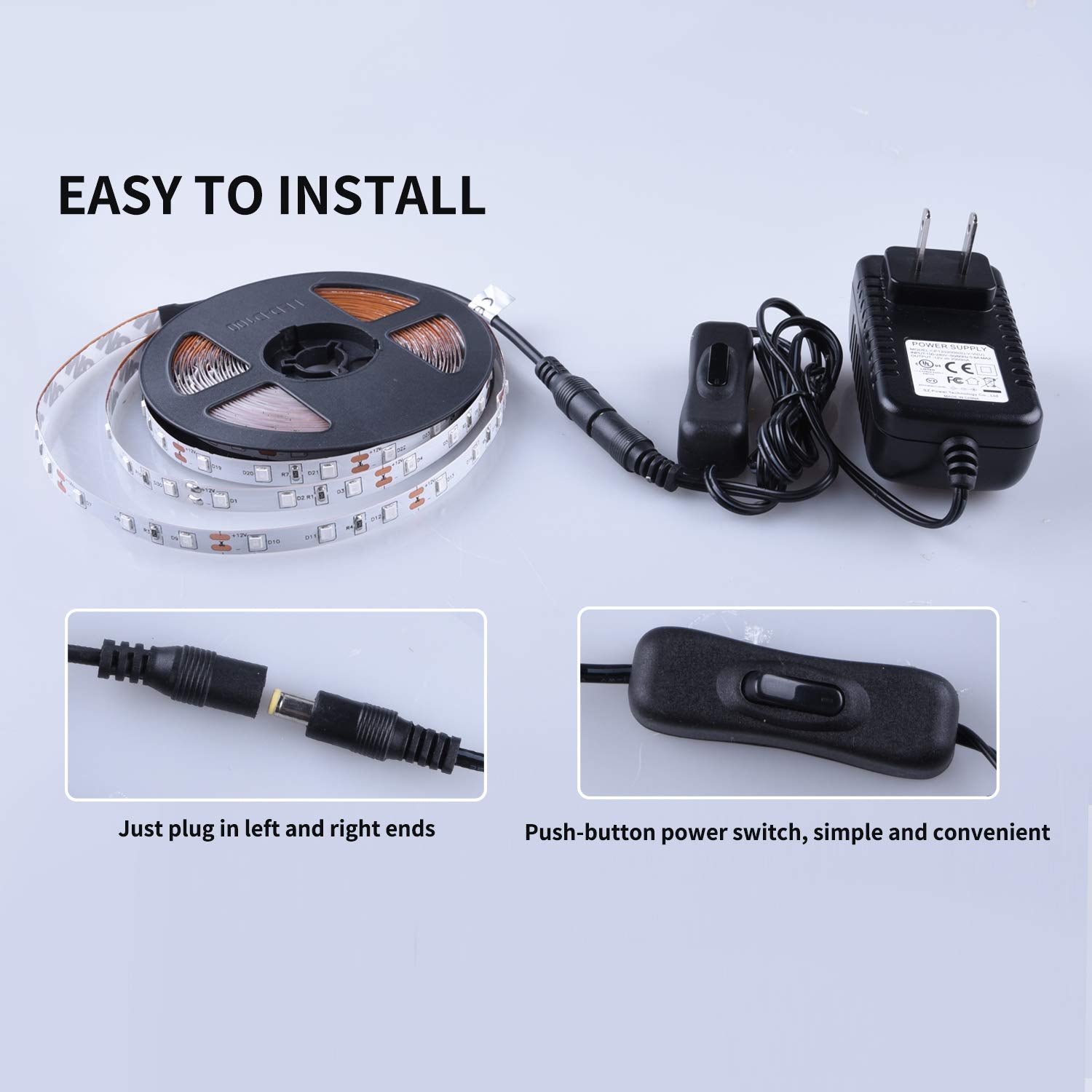 Ontesik 20ft LED Black Light Strip Kit, 360 LEDs, 12V Flexible UV, Switch Control, Non-Waterproof