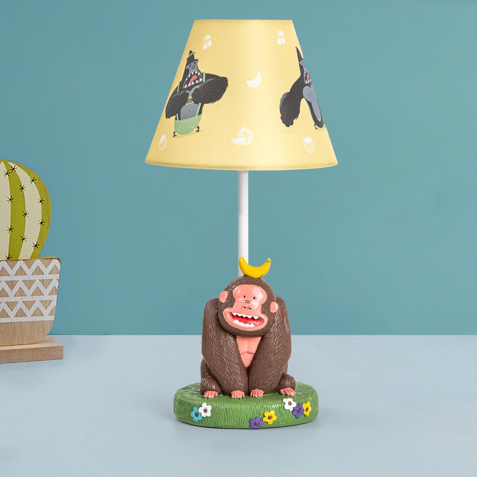 HERBESTBAY Kids Table Lamp, Adorable Chimpanzees Style Bedside Lamp, 16 Inch Desk Lamp Ideal for Boys Bedroom Decor, Includes LE