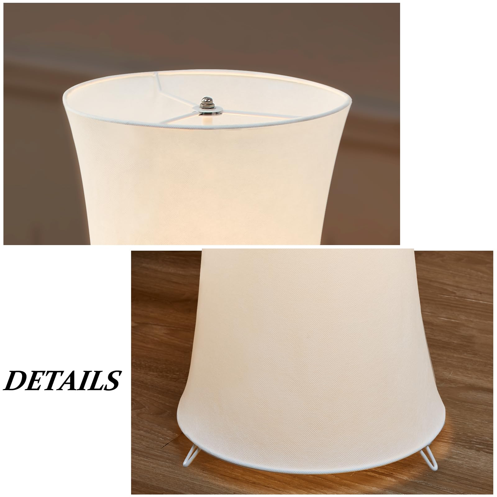 GyroVu 46" Floor Lamp - White Fabric, 3 Color Temperatures, Metal Column Design for Living Room, Bedroom, Office (Model G-1FL-1794)