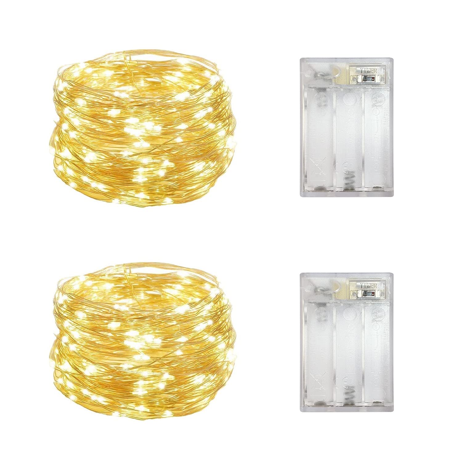 2 Pack Battery Operated Mini Led Lights,Indoor Fairy Lights with Timer 6 Hours on/18 Hours Off for Bedroom Wedding Christmas Par