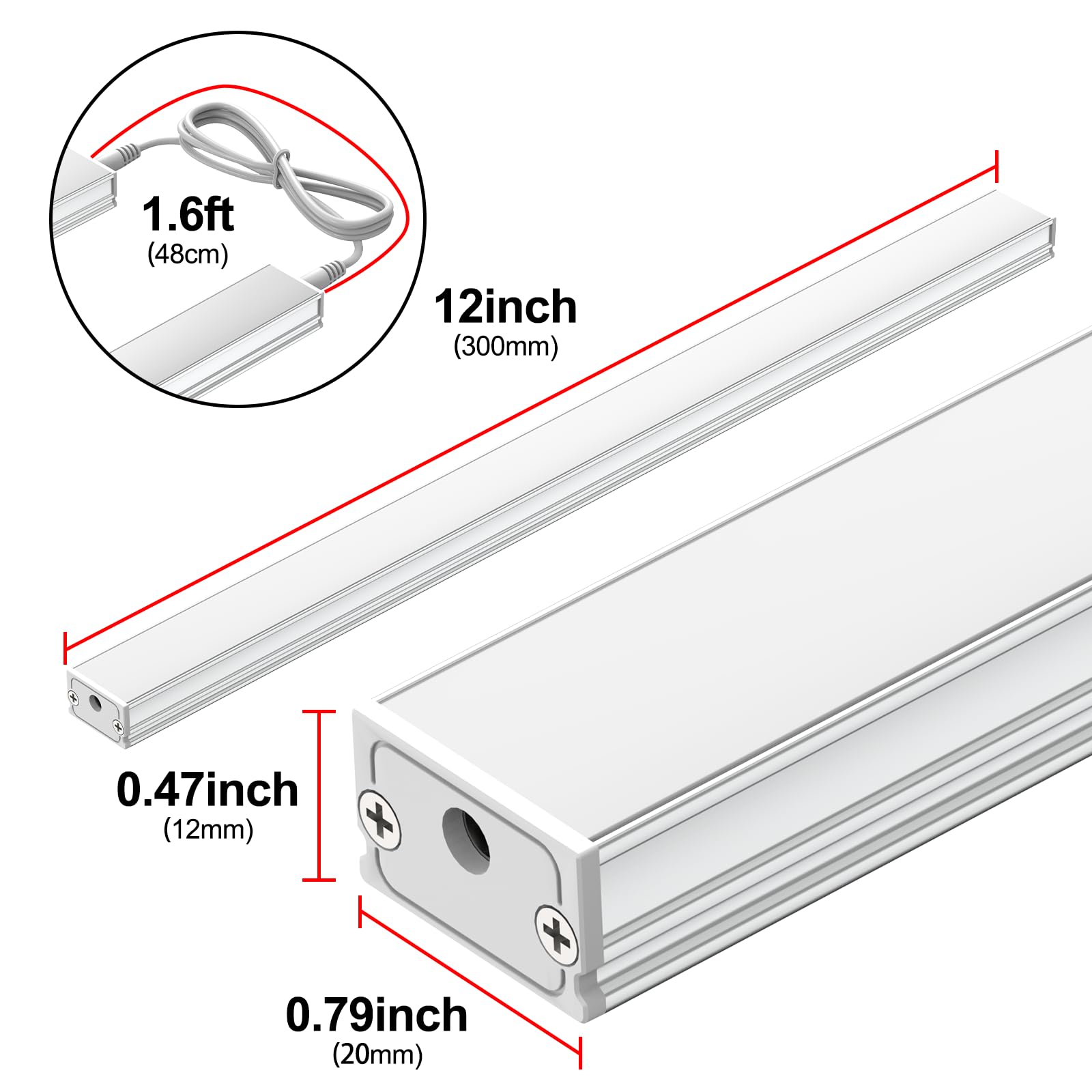 ASOKO Dimmable LED Under Cabinet Lights, 3 Pack 12" Warm White, Aluminum, Linkable, Model YQ-CGD-3C