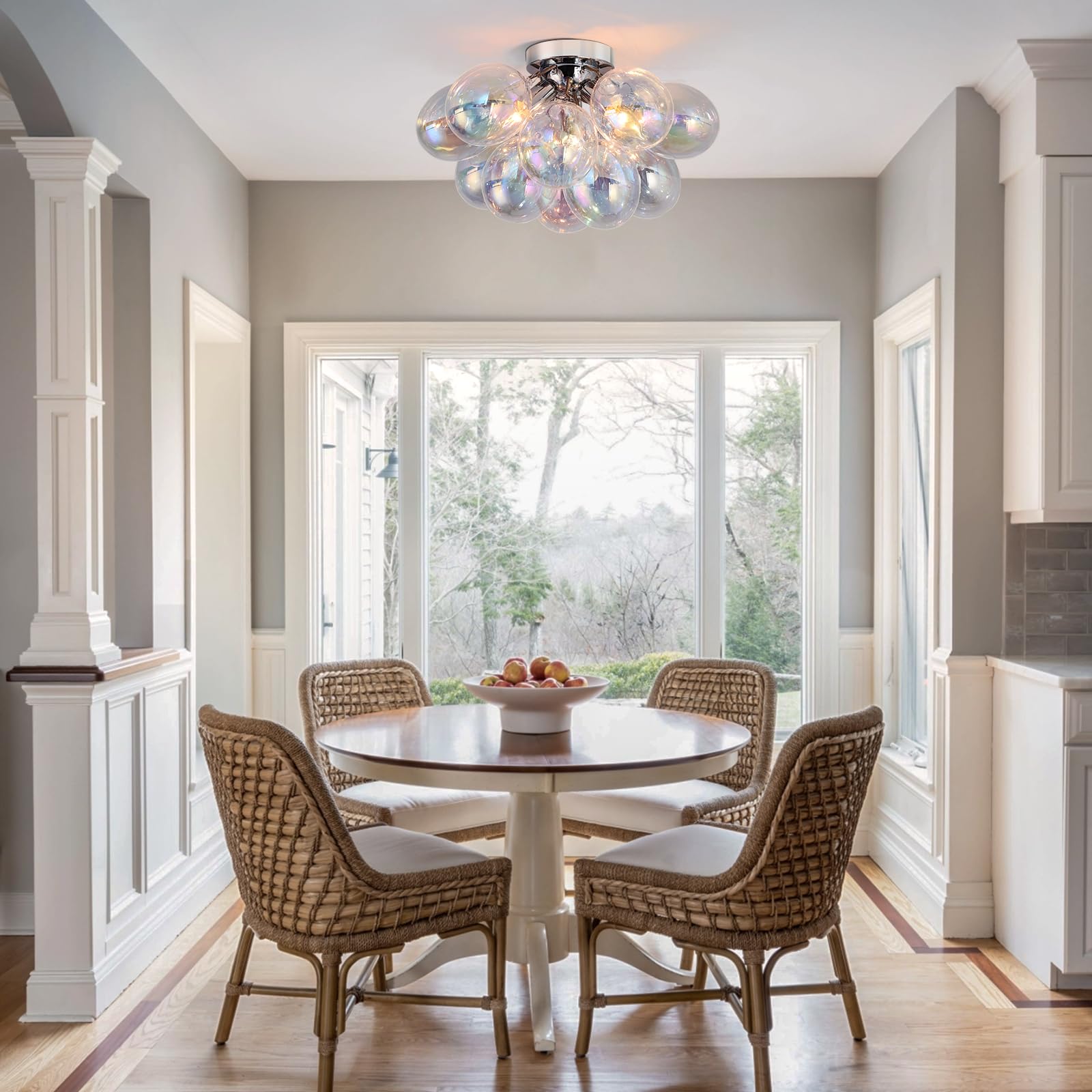 Goyeel Glass Bubble Chandelier Lighting Colorful Bedroom Ceiling Light Chandelier Modern Mid Century Light Fixtures Ceiling Mount Flush Mounts With 13 Globe For Kid Room Girls Room Foyer Living Room