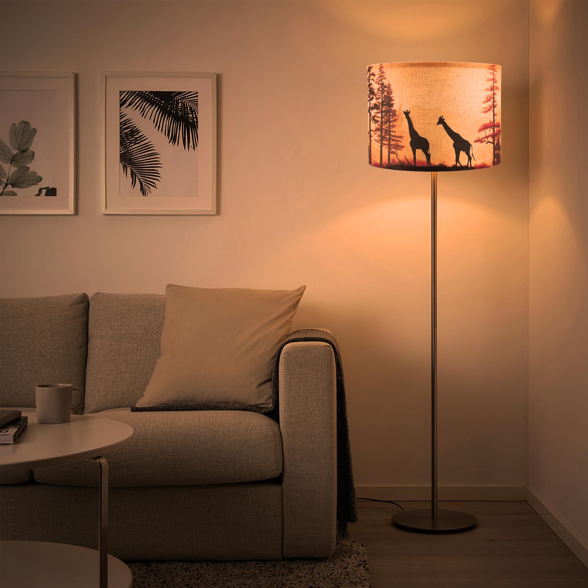 Lamp Shades Set Of 2, Medium Giraffe Fabric Lampshades For Table Lamps, Floor Lamps, 13'' Top X 13'' Bottom X 10'' High (Spider)