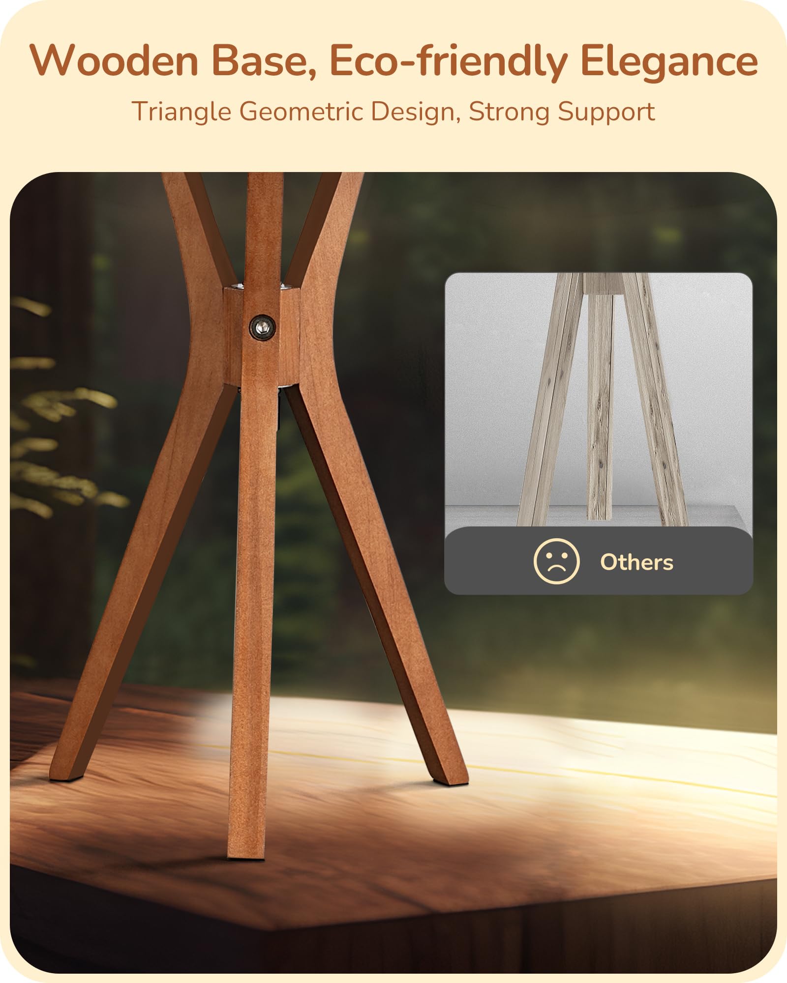 EDISHINE 17.5 Rattan Table Lamp, Wood Bedside Lamp with Handmade Paper Rope Woven Lampshade, Nightstand Lamp for Living Room, Be