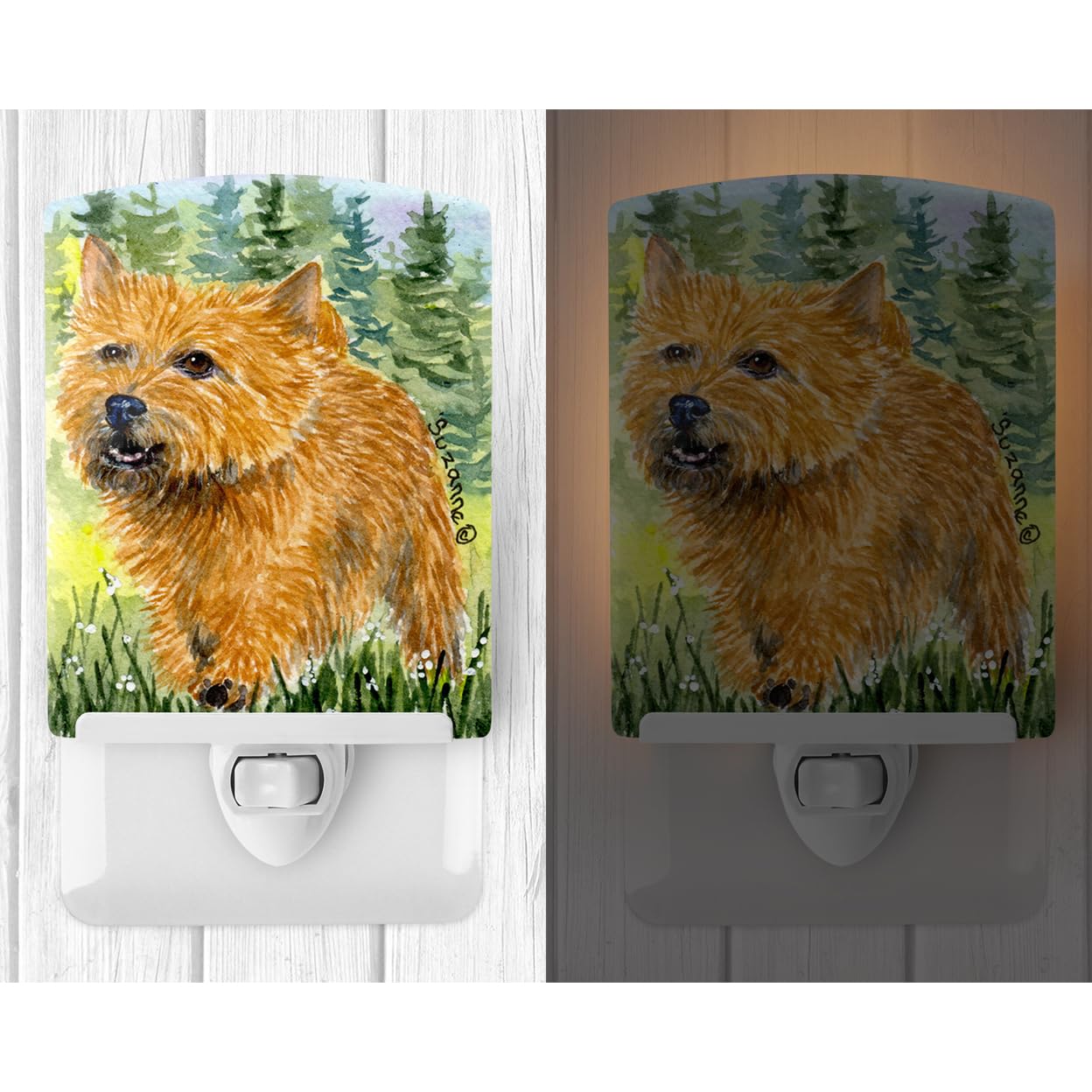 Caroline'S Treasures Ss8878Cnl Norwich Terrier Ceramic Night Light Compact, Ul-Certified, Ideal For Bedroom, Bathroom, Nursery, Hallway, Kitchen, 6X4X3, Multicolor