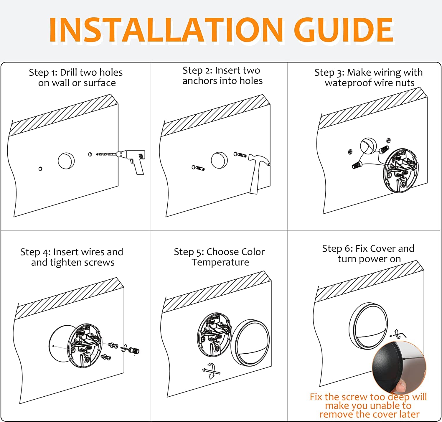 CLOUDY BAY Low Voltage LED Deck Lights 3CCT, 3W, 12V-24V, Black, 6 Pack, Model BDL93CBK-6PK