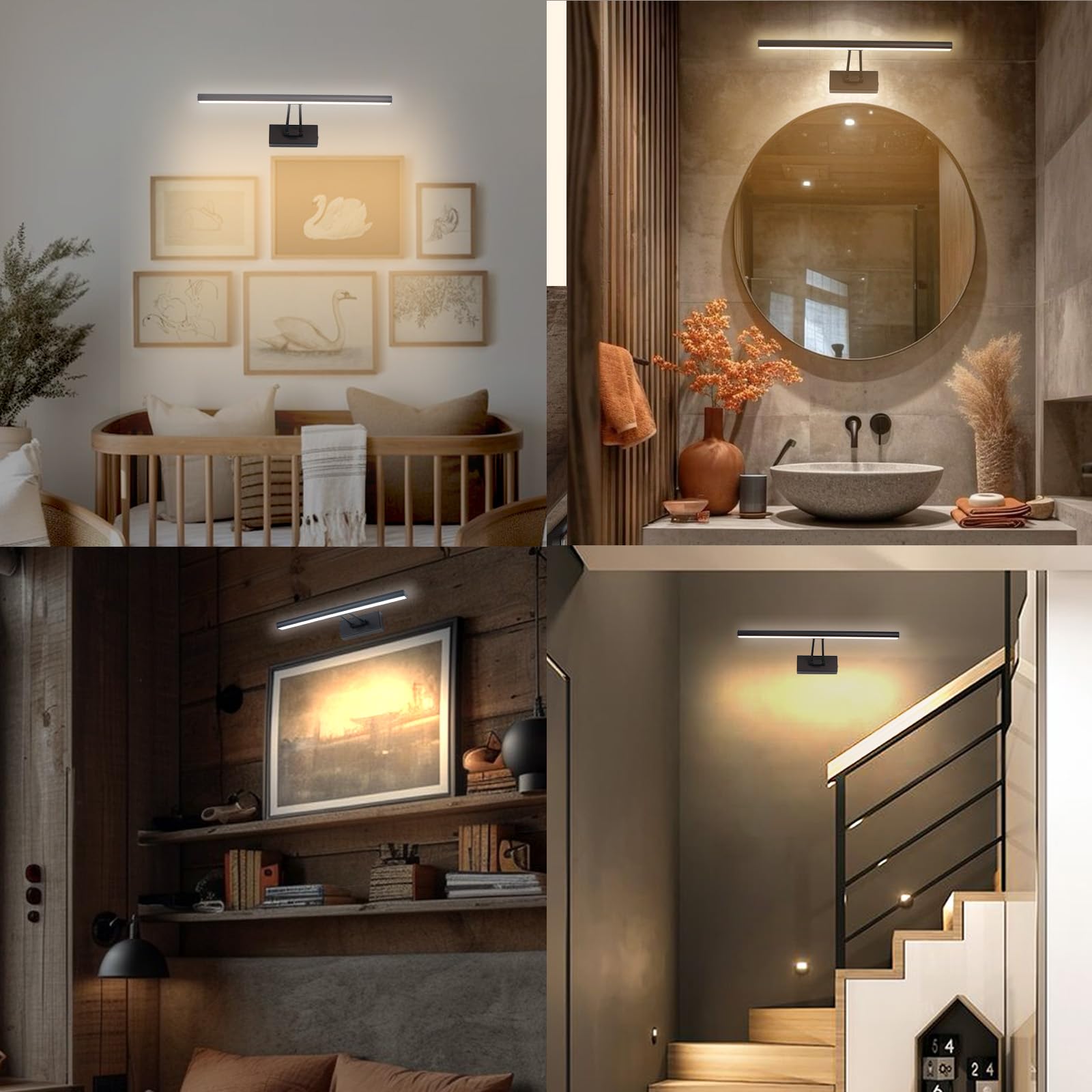 Howmzon Picture Light, 13.5&quot; Art Light, Black Picture Light Battery Operated,3Cct,Wireless Picture Lights With Remote, Light Over Picture Frame For Wall Painting(Black)