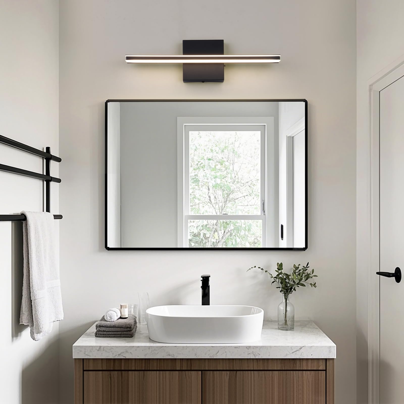 BRIVOLART LED Bathroom Vanity Light Dimmable 5CCT, 15.7 Inch, Black, Acrylic, Model 6420-5CCT