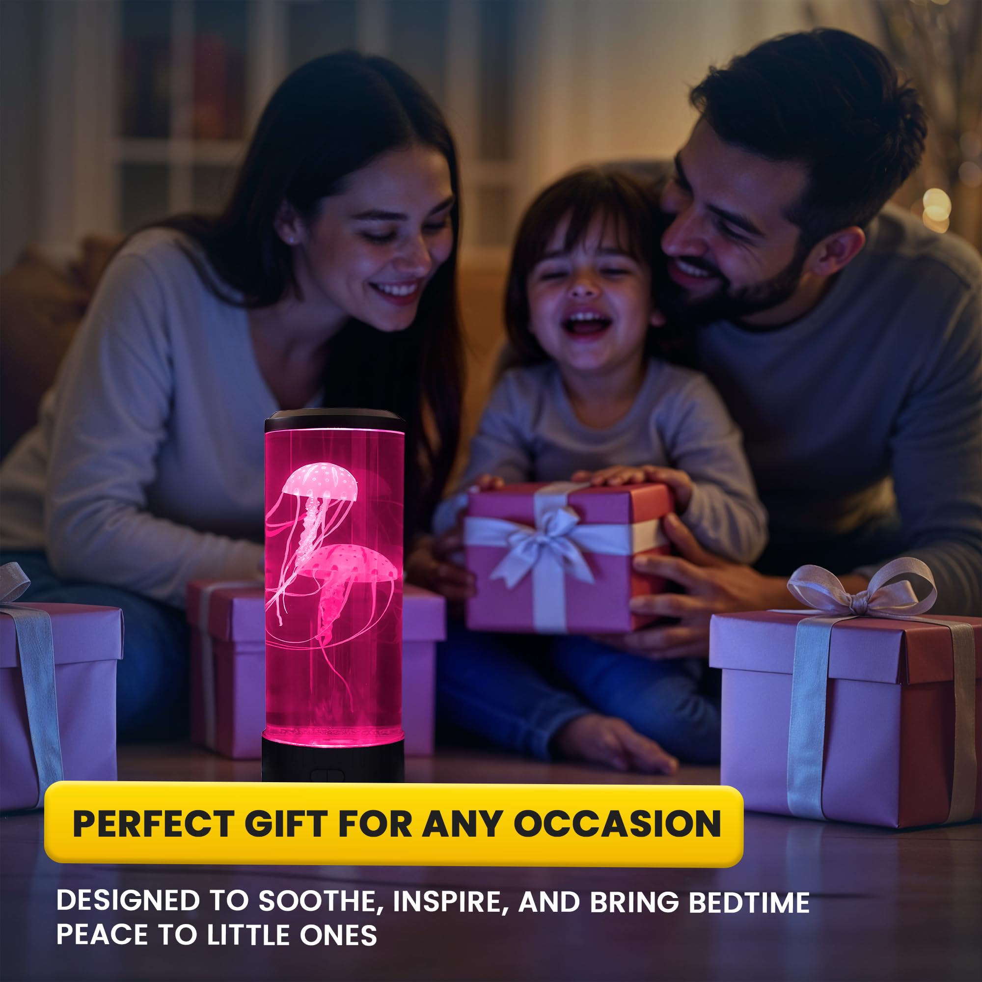 Brewish Jellyfish Lamp - 14 Led Aquarium Light, Black, Remote Control, Lifelike Home Decor For Men, Women & Kids