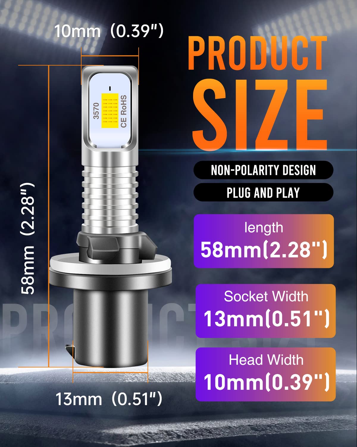 LUYED 880 LED Fog Light Bulbs, 6500K Xenon White, Model LY-10383, Pack of 2, Plug and Play