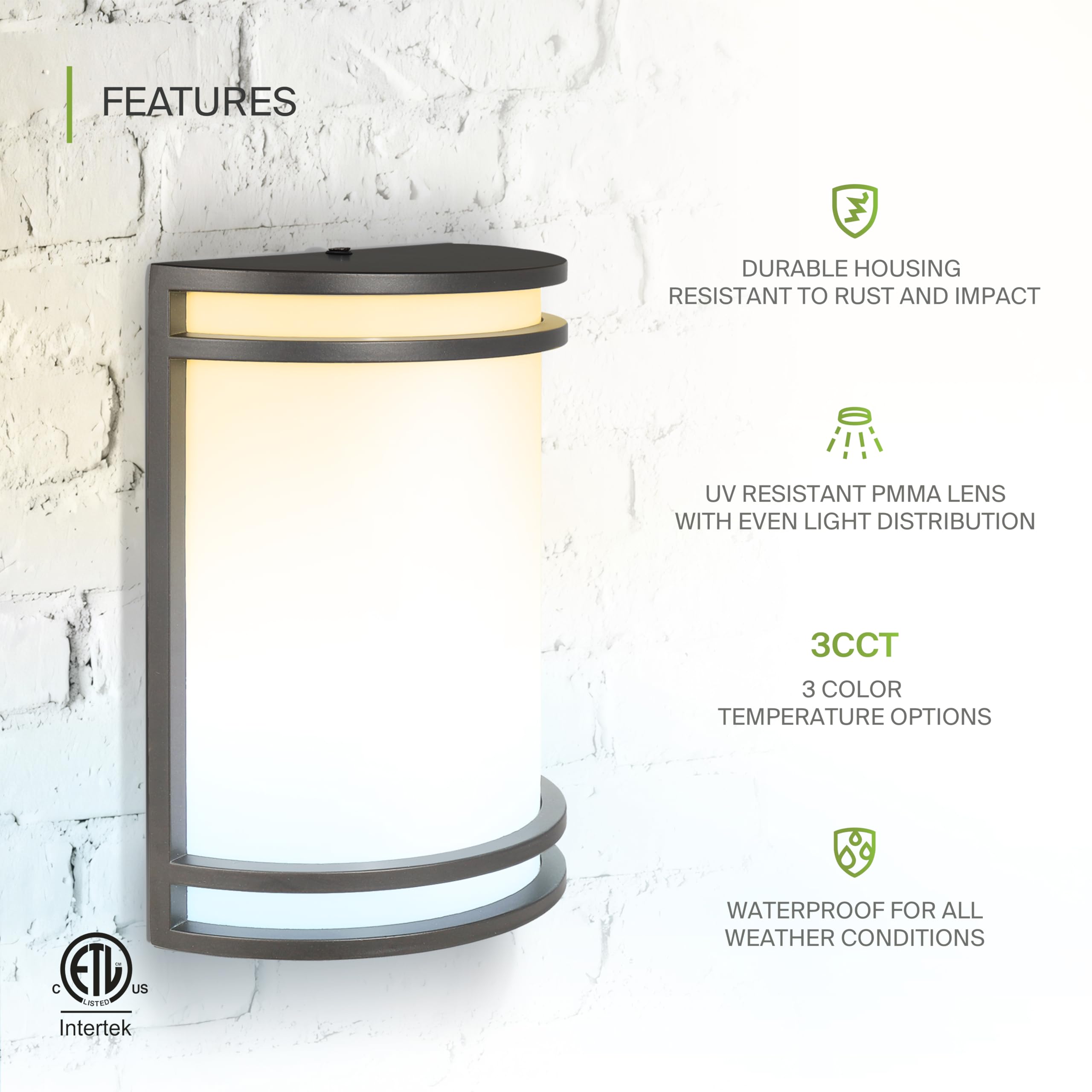 ASD 10 Inch LED Wall Mount Light Fixture - Adjustable Dimmable Outdoor/Indoor Sconce - Oil Rubbed Bronze - ETL Certified