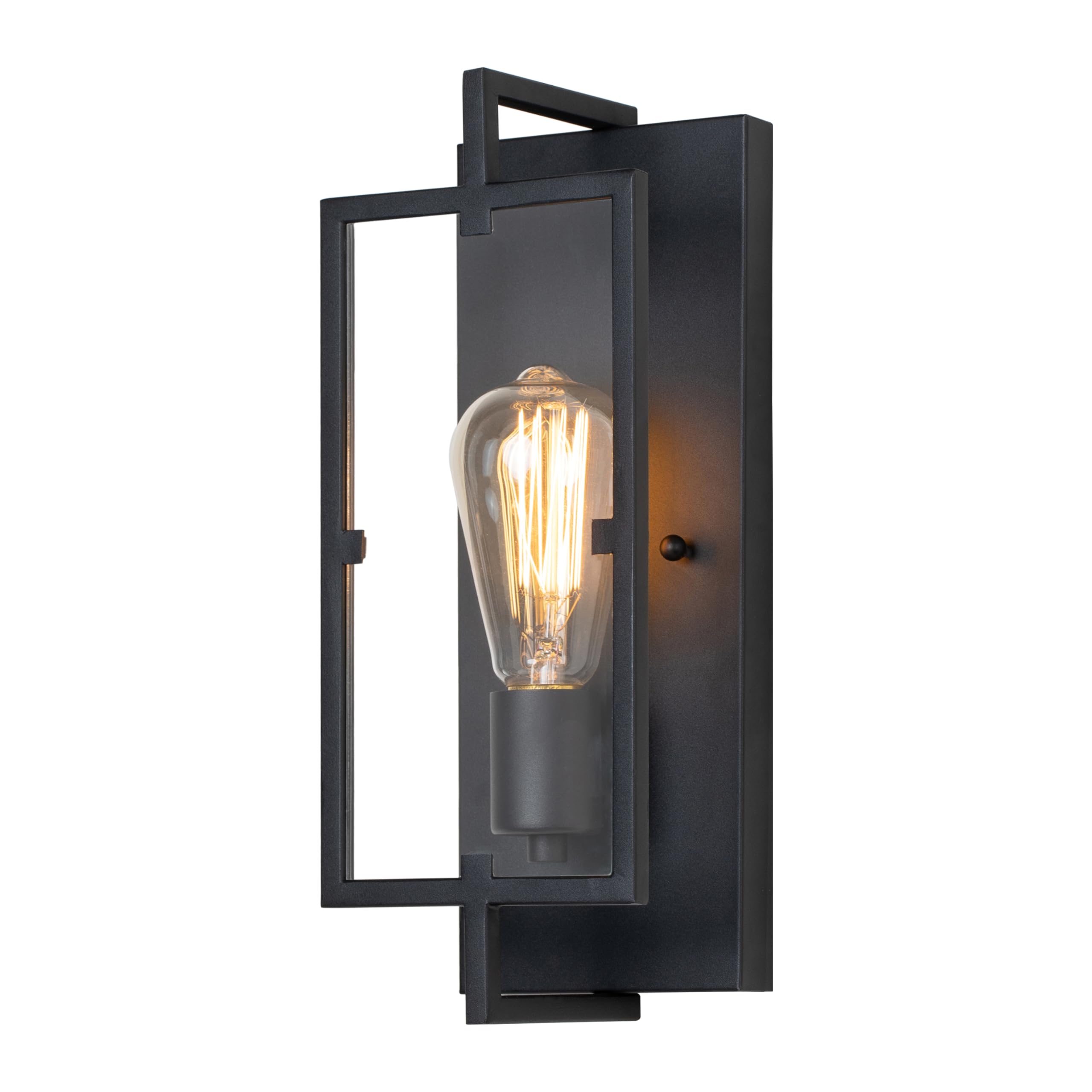 Laplusbelle Black Wall Sconce, 13 in. Indoor Wall Lamp with Tempered Glass, E26 Base for DIY Lighting Fixture, ETL Bathroom Vani