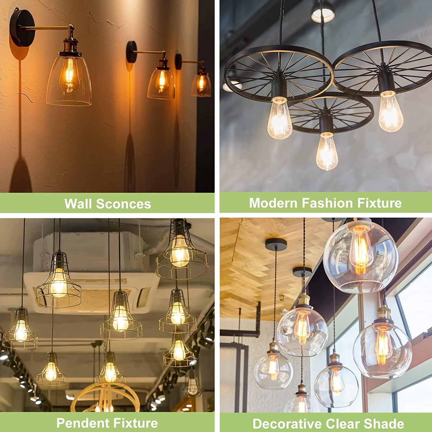 Sigalux E26 LED Vintage Bulbs, 60W Dimmable, 9W 700LM, 12 Pack, Amber Soft White, ST190709
