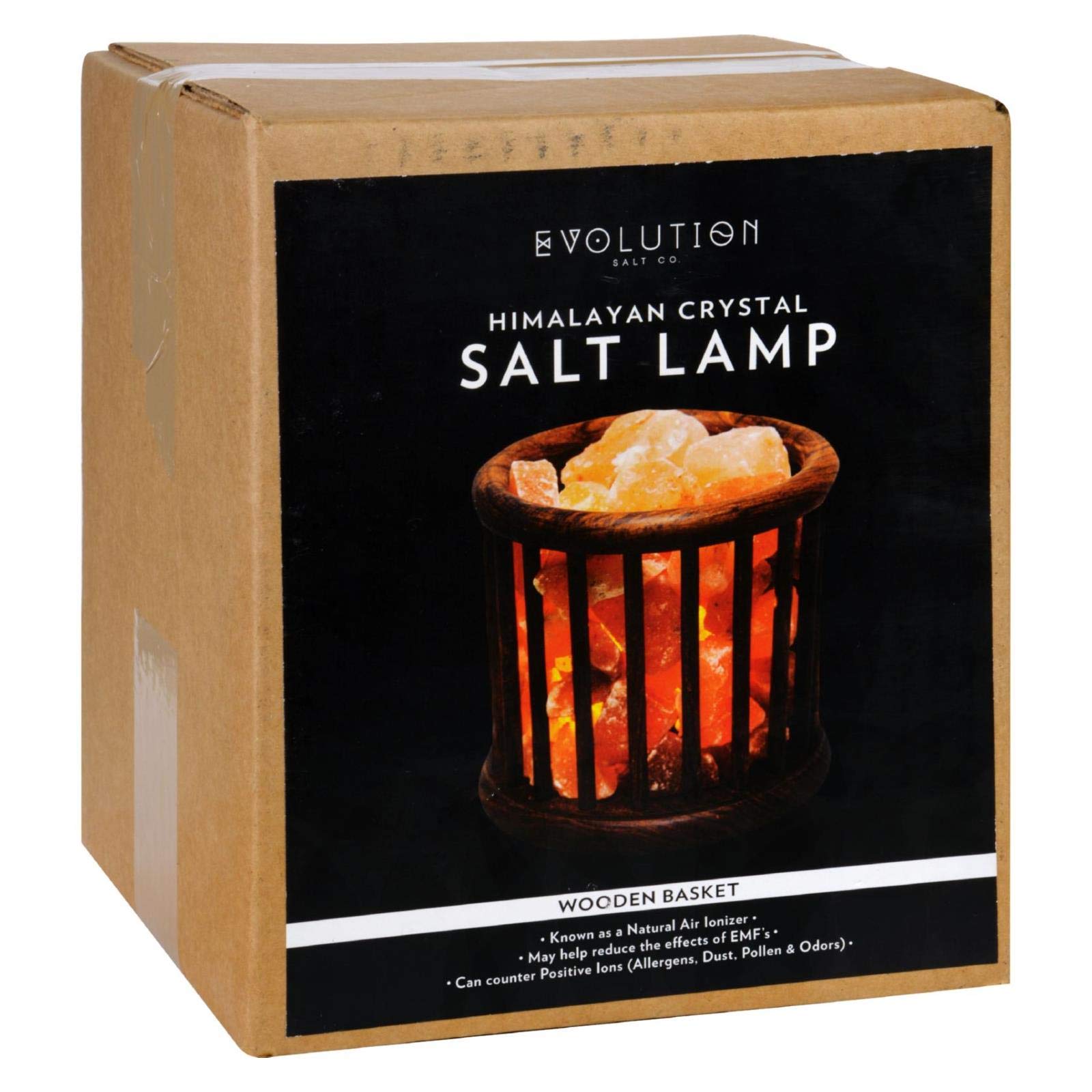 Evolution Salt - Basket Crystal Himalayan Salt Lamp Wood 8-10 Lbs.