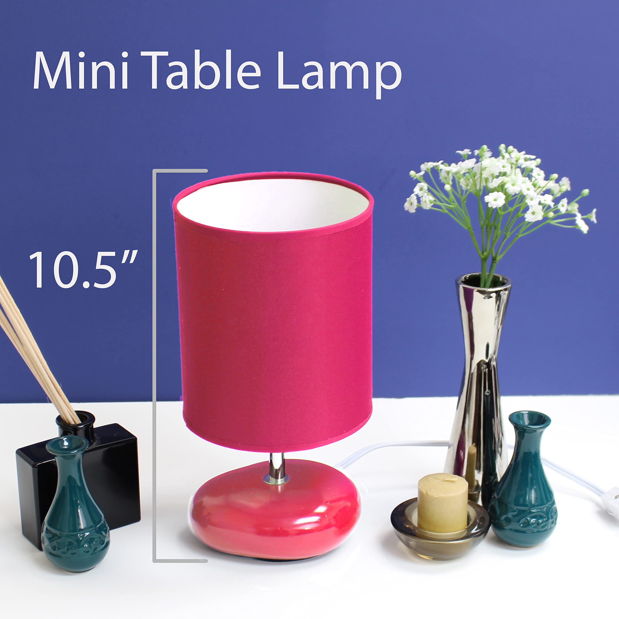 Simple Designs Lt2005-Pnk Stonies Small Stone Look Table Desk Bedside Lamp, Pink