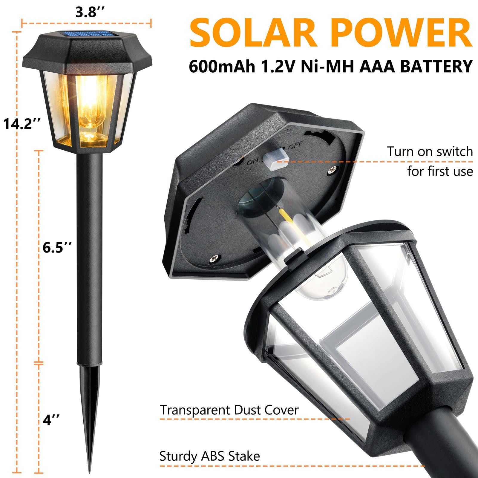 Blansong Solar Lights Outdoor 8 Pack Pathway Lights Waterproof With 3000K Vintage Tungsten Filament Light Bulbs For Yard Garden