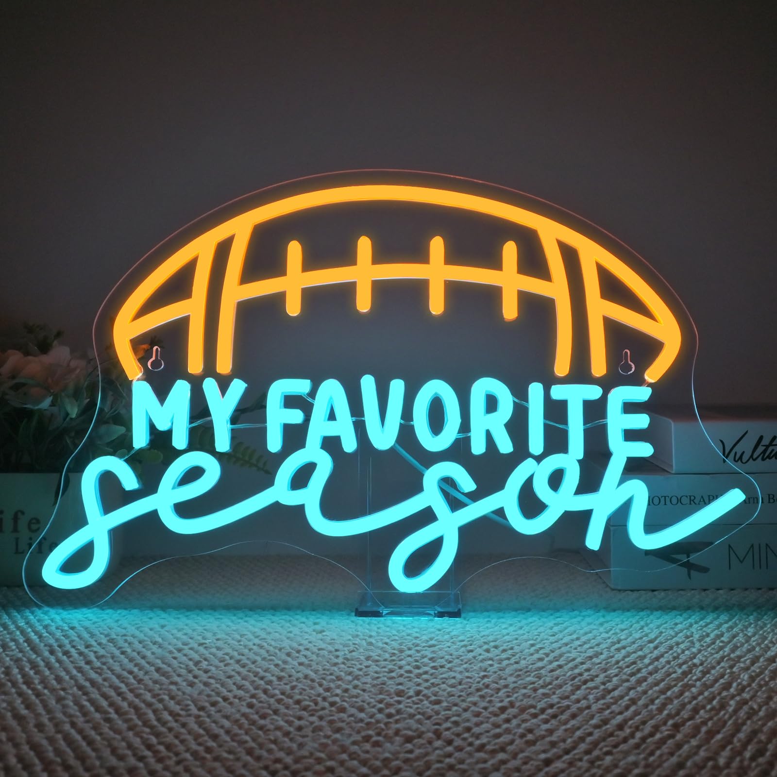 Wanxing Football Neon Sign - Dimmable LED Light, 7.8inx16.5in, Colorful Design for College Room, Christmas Gift for Football Fans